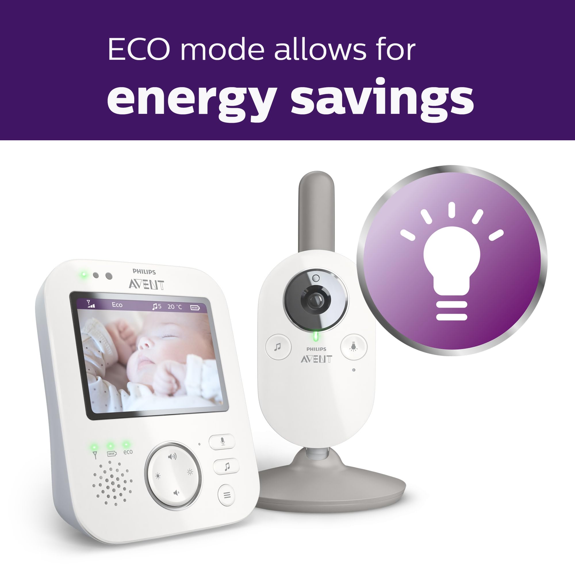 Philips Avent Digital Video Baby Monitor with Night Vision & Temperature Sensor - SCD843/37 | HD Camera for Baby's Room | Secure Wireless Connection | Perfect for Newborns & Toddlers | Monitor Sleeping, Playing & Safety