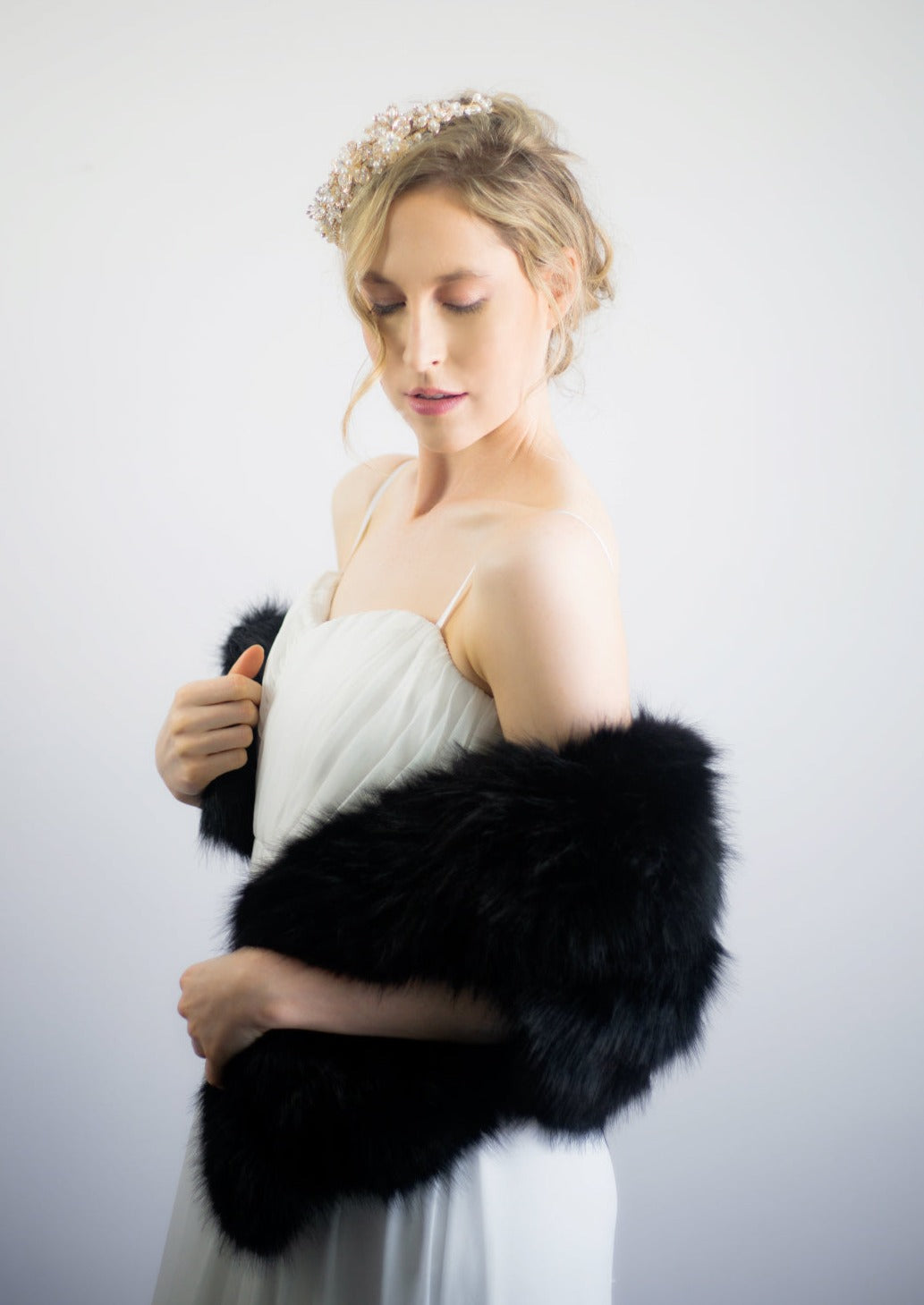 Luxury Black Fur Shawl Wrap - Blair Blk03 - Elegant Winter Accessory for Women, Evening Parties & Formal Events