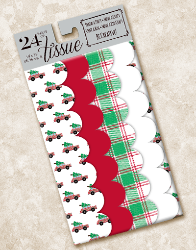 Festive Christmas Wooden Scalloped Tissue Paper - Holiday Gift Wrapping, Party Decorations & DIY Craft Supplies for Seasonal Celebrations