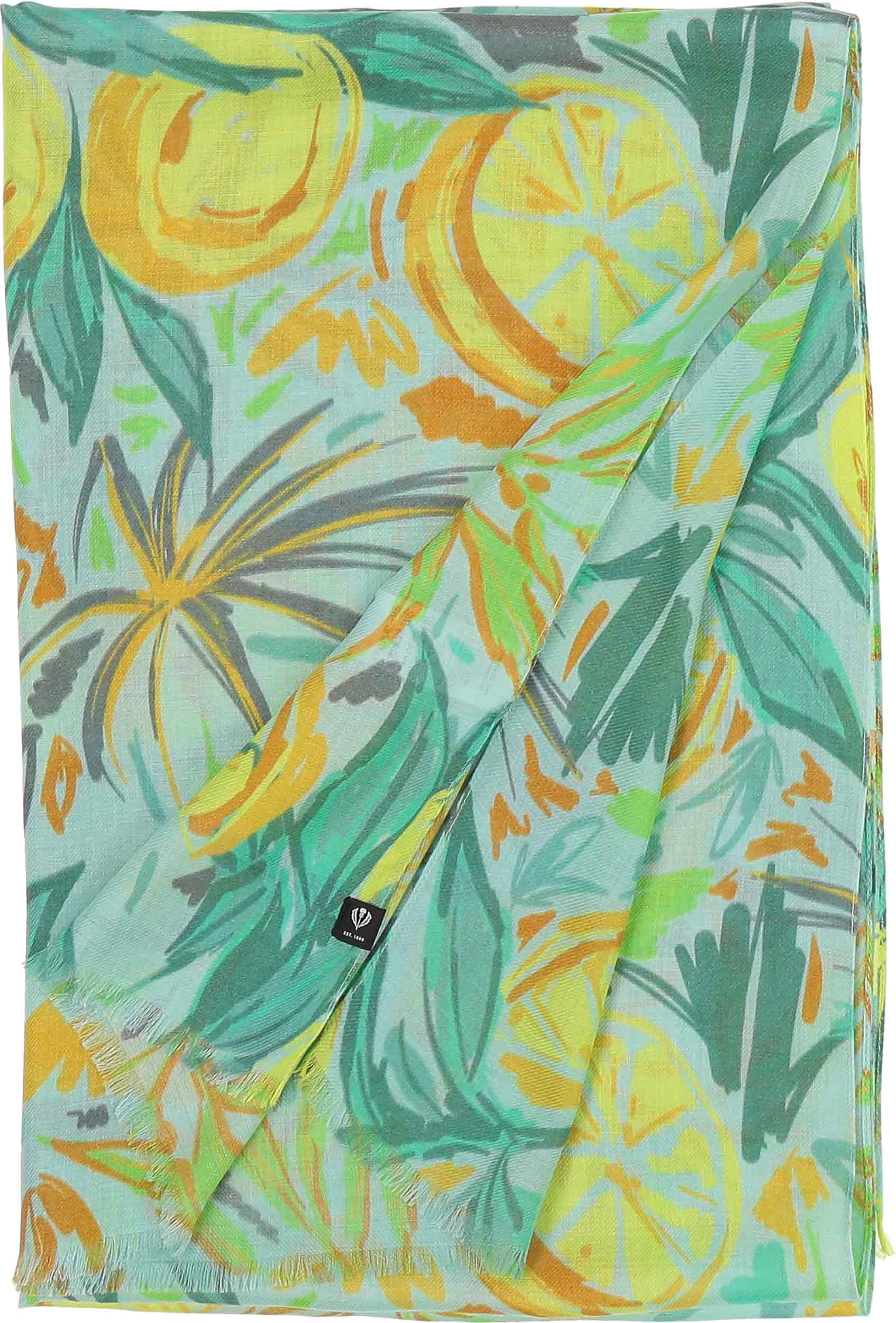 Eco-Friendly Viscose Scarf with Lemon Print - Sustainable Fashion Accessory for Women, Perfect for Spring Outfits & Casual Wear