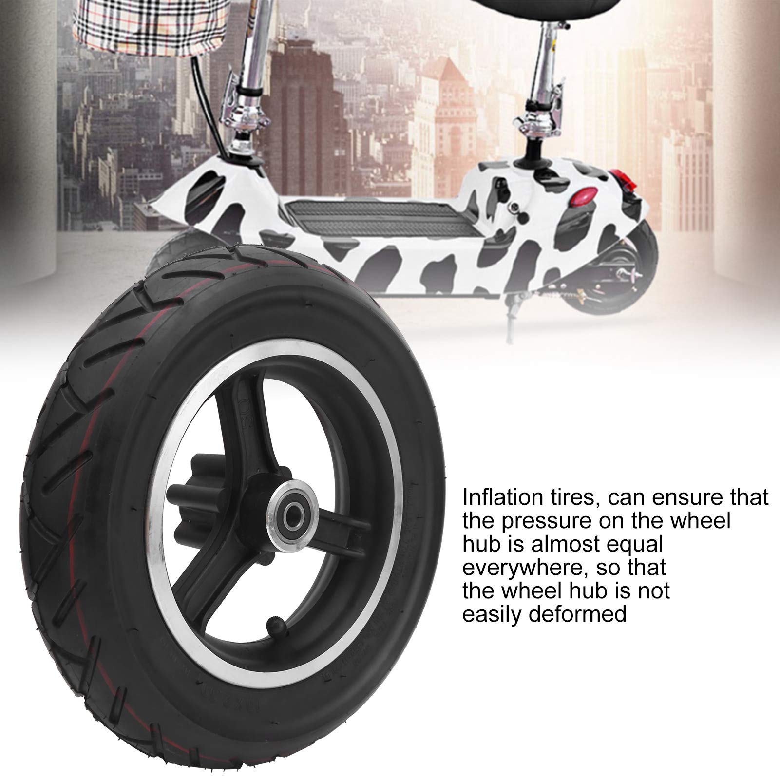 10x2.5 Inch Electric Scooter Tires with Wheel Hub - Durable Rubber Inflatable Inner Tube Replacement for Electric Scooters - Perfect for Commuting, Urban Travel & Outdoor Adventures