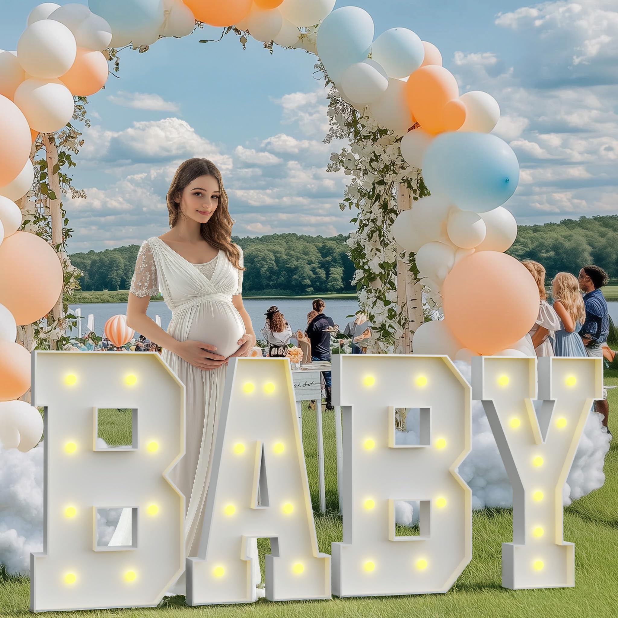 3FT Light Up Marquee Letters for Baby Shower Decorations - Gender Reveal Party, Nursery Room Decor & Birthday Celebration - Glowing Alphabet Signs for Photo Backdrops and Special Events