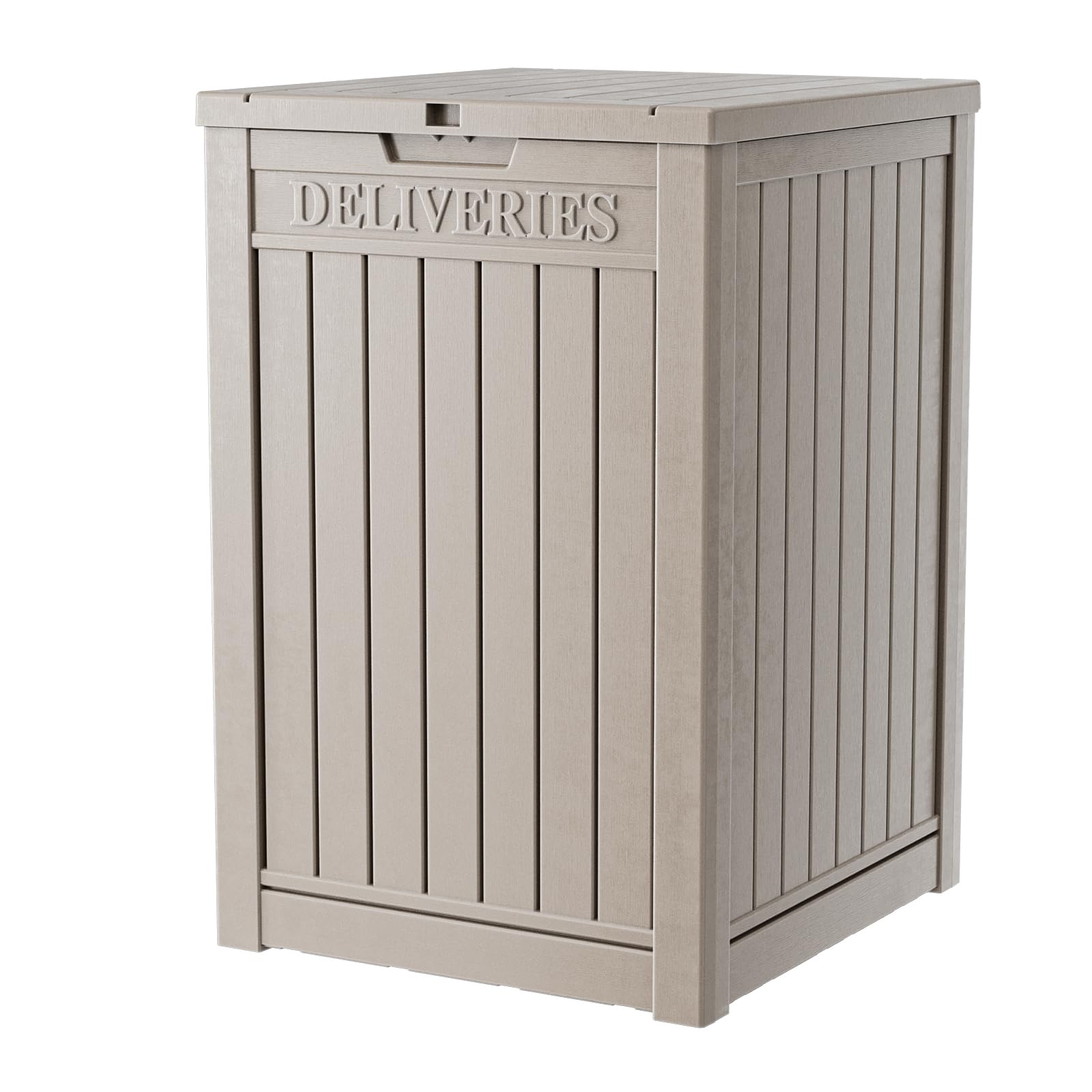 Lockable Outdoor Package Delivery Box - Large Waterproof Double-Wall Resin Storage Deck Box for Porch & Patio (Light Brown, Single Tier) | Secure Mail & Package Protection for Homes, Apartments & Outdoor Spaces