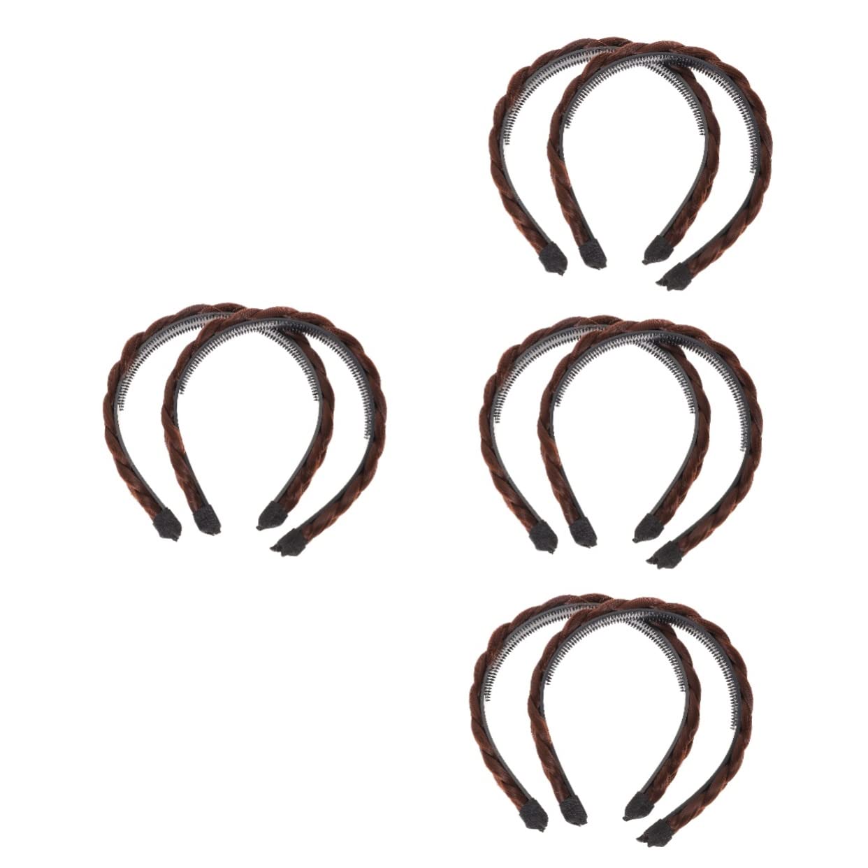 FRCOLOR 8 Pack Braided Headbands for Women - Wide Braid Hair Bands, Wig Headwraps & Hair Clips - Stretchy & Comfortable Headwear for Workouts, Yoga, Running & Everyday Style