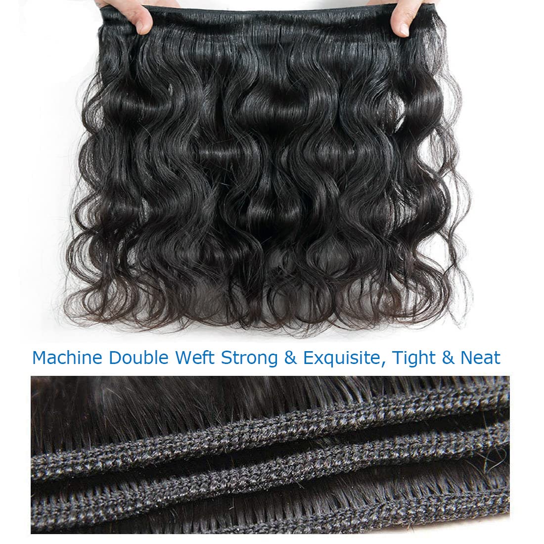 Brazilian Body Wave Human Hair Bundles with 4x4 Lace Closure - 3 Bundles (14 16 18+12 Inches) 100% Unprocessed Virgin Hair for Natural Look - Perfect for Sew-in Weaves, Wig Making & Everyday Styling