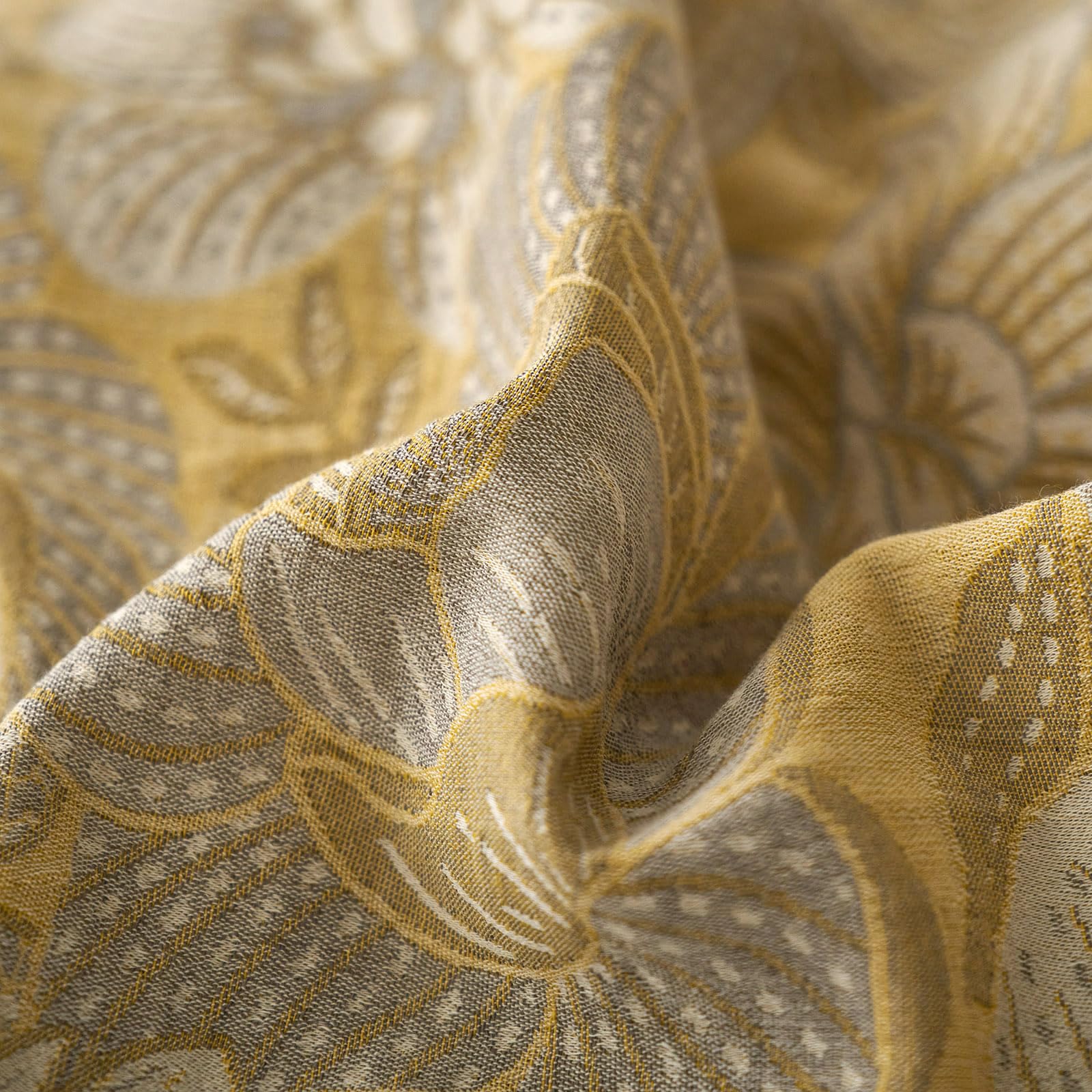 MKXI Golden Floral King Duvet Cover Set - 100% Breathable Muslin Gauze, Farmhouse Style Yellow Floral Jacquard Bedding - All Season Soft Comforter Cover for Cozy Home Decor | Perfect for Master Bedroom, Guest Room & Vacation Homes