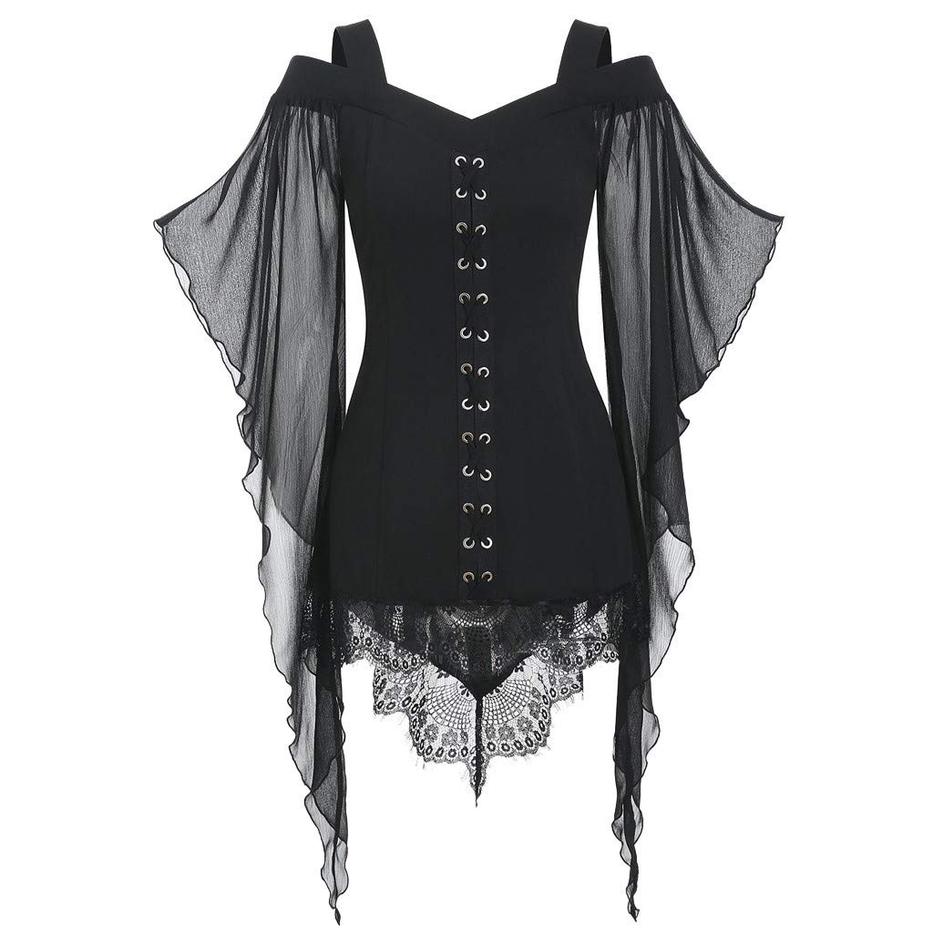 Gothic Lace Sleeve T-Shirt for Women | Halloween Costume