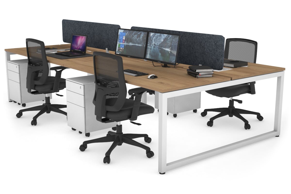 Quadro Loop Legs 4-Person Office Workstation - 1400L x 800W with Cable Management Scallop - Perfect for Collaborative Workspaces & Open Office Environments