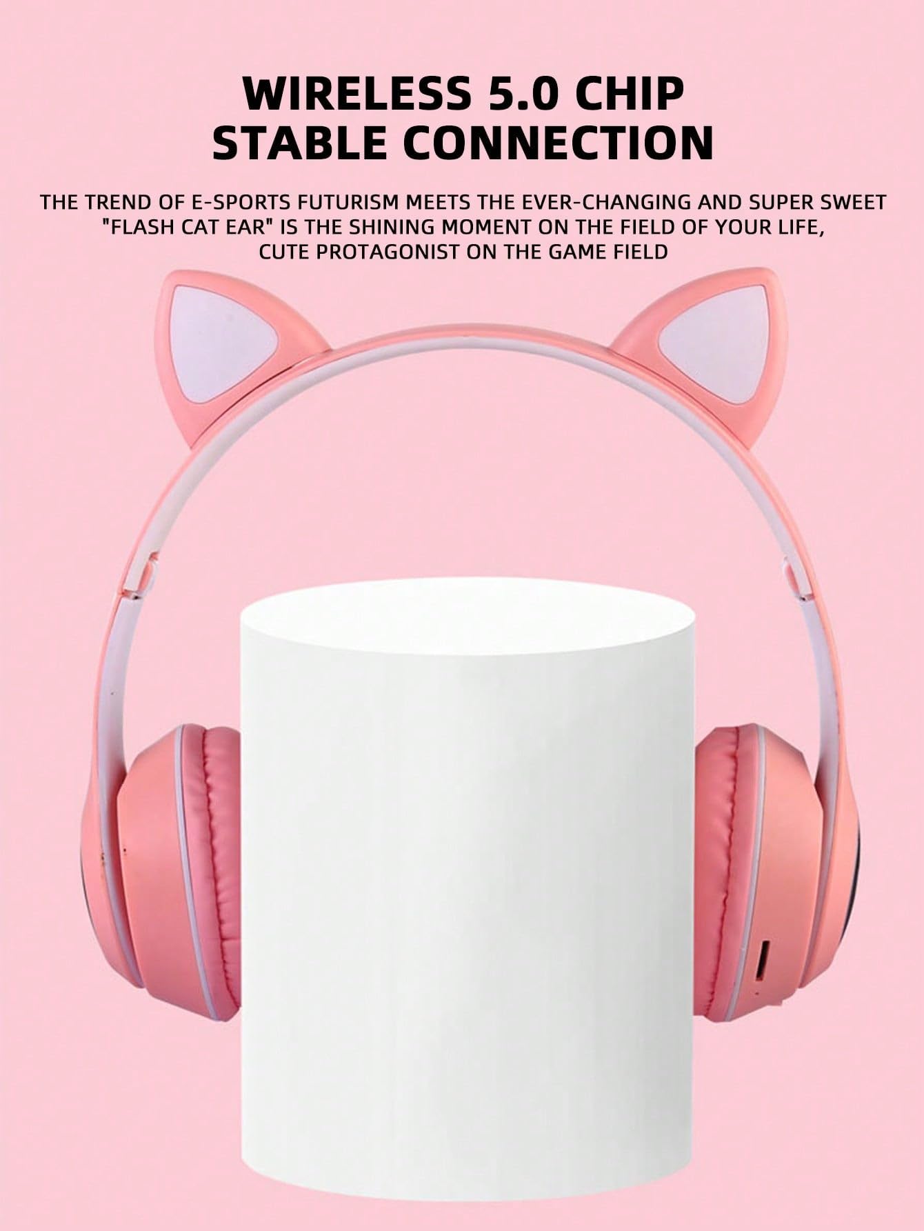 Wireless Cat Ear Bluetooth Headphones - White Cute Headset with Built-in Mic for Gaming, Music & Phone Calls | Perfect for Cosplay, Anime Fans & Kawaii Fashion Lovers