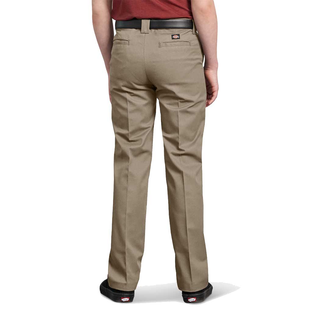 Dickies Boys Slim Straight Twill Pants - Desert Sand - Durable & Comfortable for School, Play & Everyday Wear