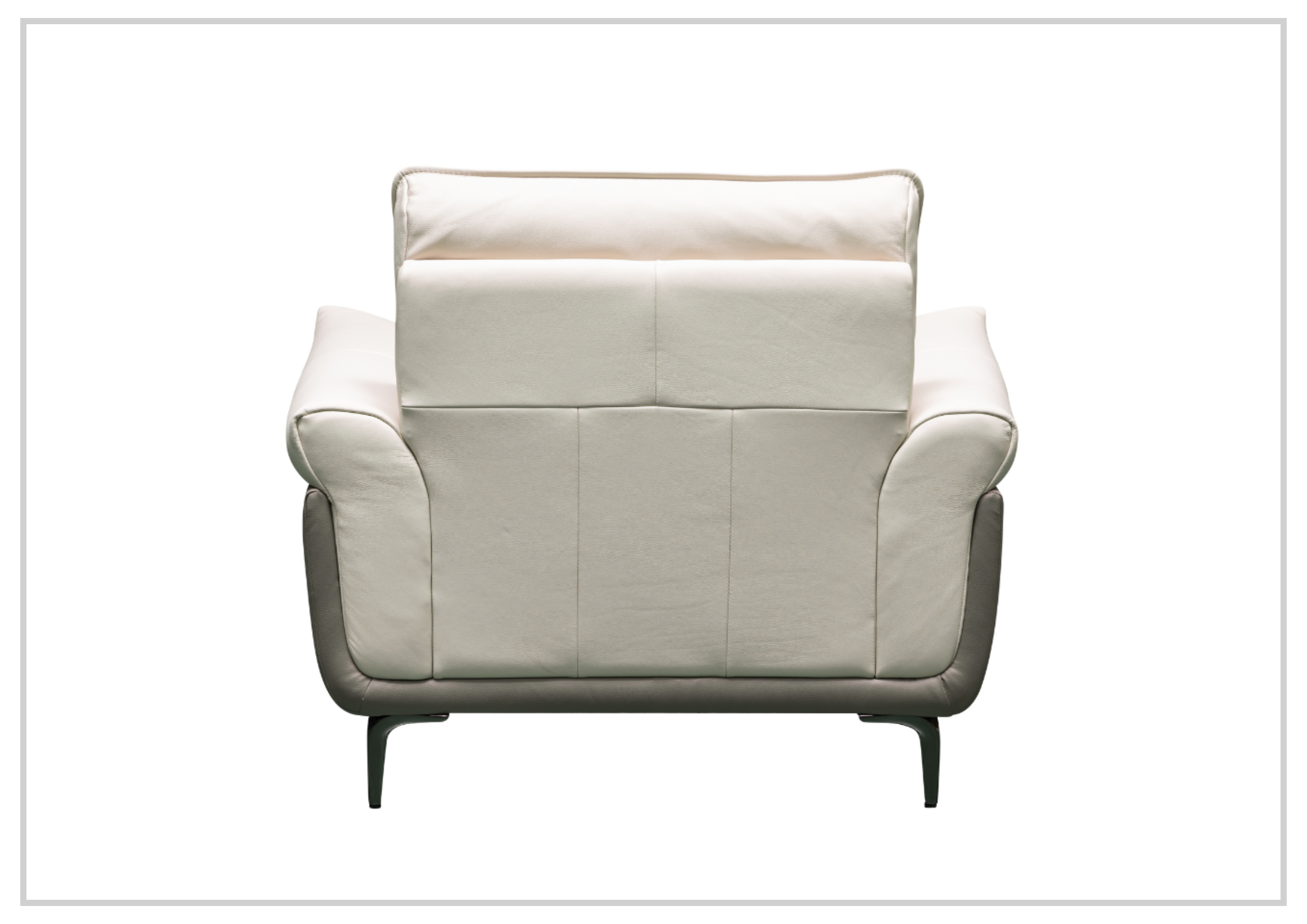 Klaussner Viana Leather Ivory Accent Chair with Feather-Filled Back Cushion - Perfect for Living Room, Office, or Reading Nook