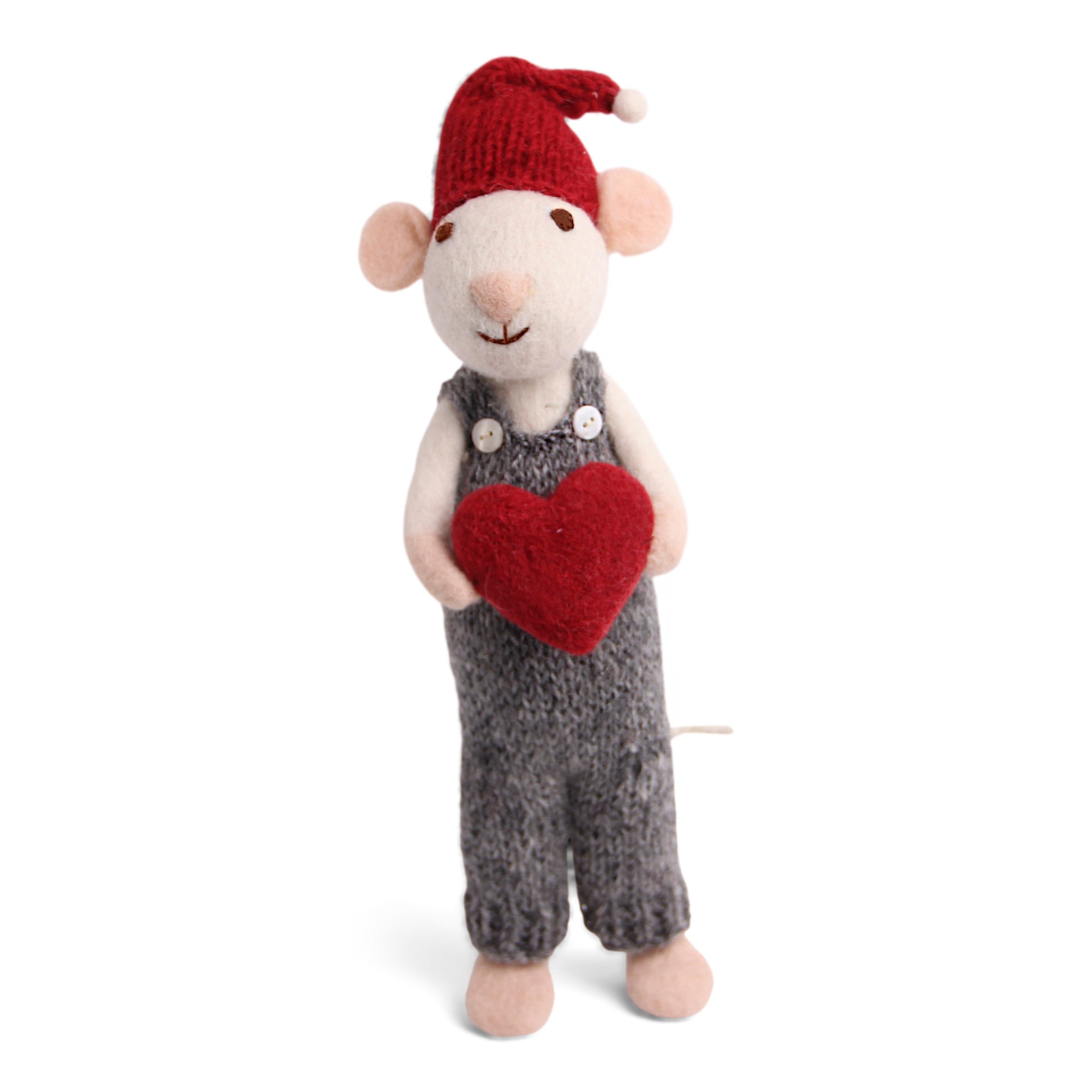 Christmas Figurine - Winter Mouse with Heart (White) Large Size - Perfect for Holiday Decor, Gift Giving, and Festive Home Display