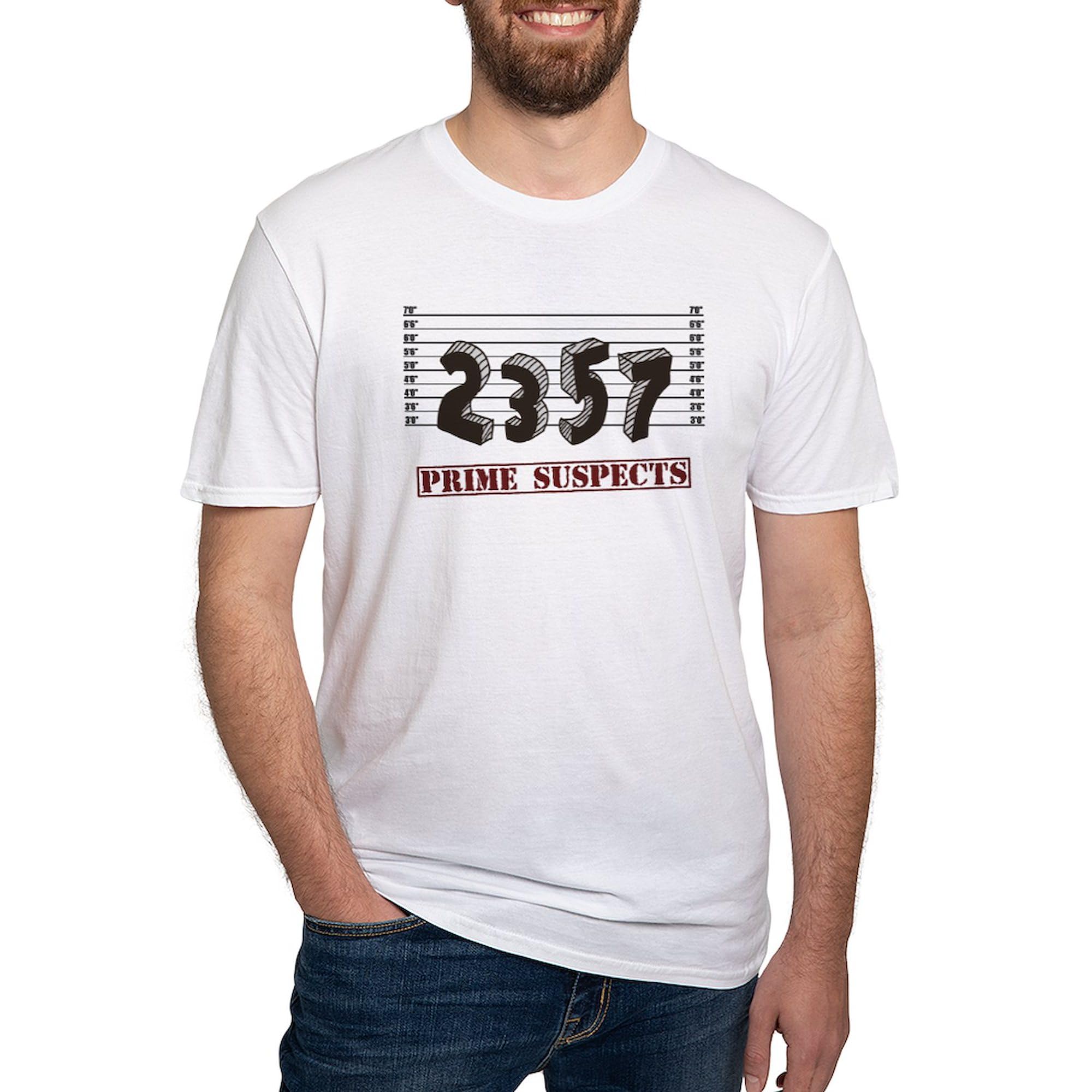 Prime Number Suspects Graphic T-Shirt for Men - Classic Semi-Fitted Cotton Tee - Perfect for Math Lovers, Science Geeks & Nerdy Gift Ideas