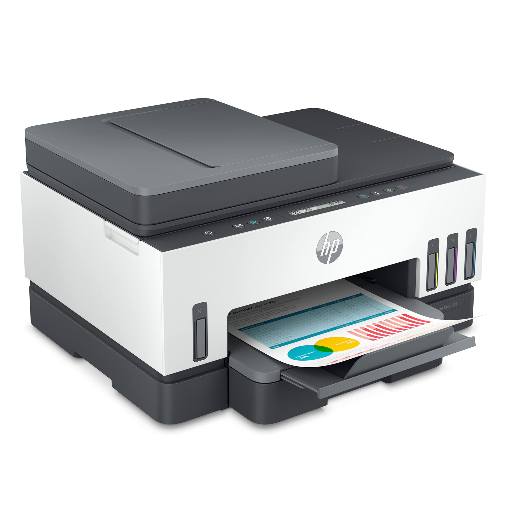 HP Smart-Tank 7301 Wireless All-in-One Inkjet Printer with 2 Years of Ink Supply - Mobile Printing, Scanning, Copying, Auto Document Feeder (28B70A, Gray) - Ideal for Home Office, Small Business & Remote Work