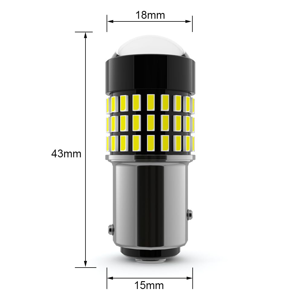BlyilyB 2-Pack 6500K White 1157 2057 2357 7528 BAY15D LED Bulbs - Bright Replacement Lamps for 12V RV, Camper & Trailer Interior Lighting, Backup Reverse Lights, Tail & Brake Lights - Perfect for Night Driving & Camping Safety