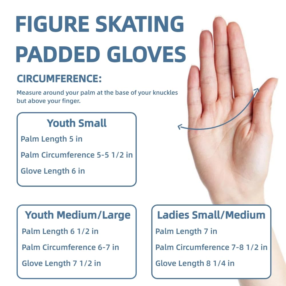 Women's Figure Skating Gloves - Padded Ice Skating Gloves for Practice & Performance | Warm Protective Gloves for Skating Training, Competitions & Winter Sports