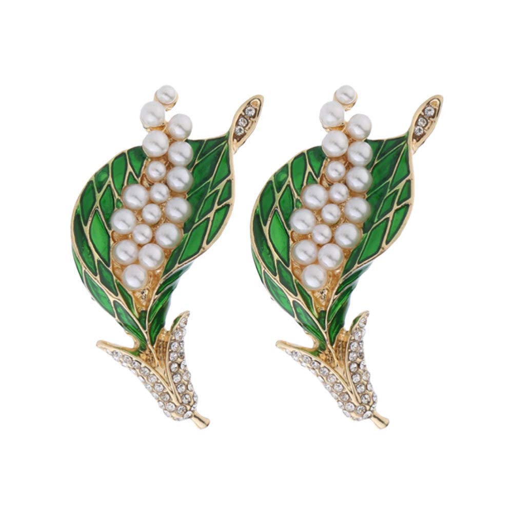 PRETYZOOM 2-Piece Elegant Rhinestone Pearl Wheat Brooch Pin Set - Vintage Enamel Lapel Pins for Women's Hats, Scarves, Jackets - Perfect for Parties, Weddings, Gifts & Fashion Accessories