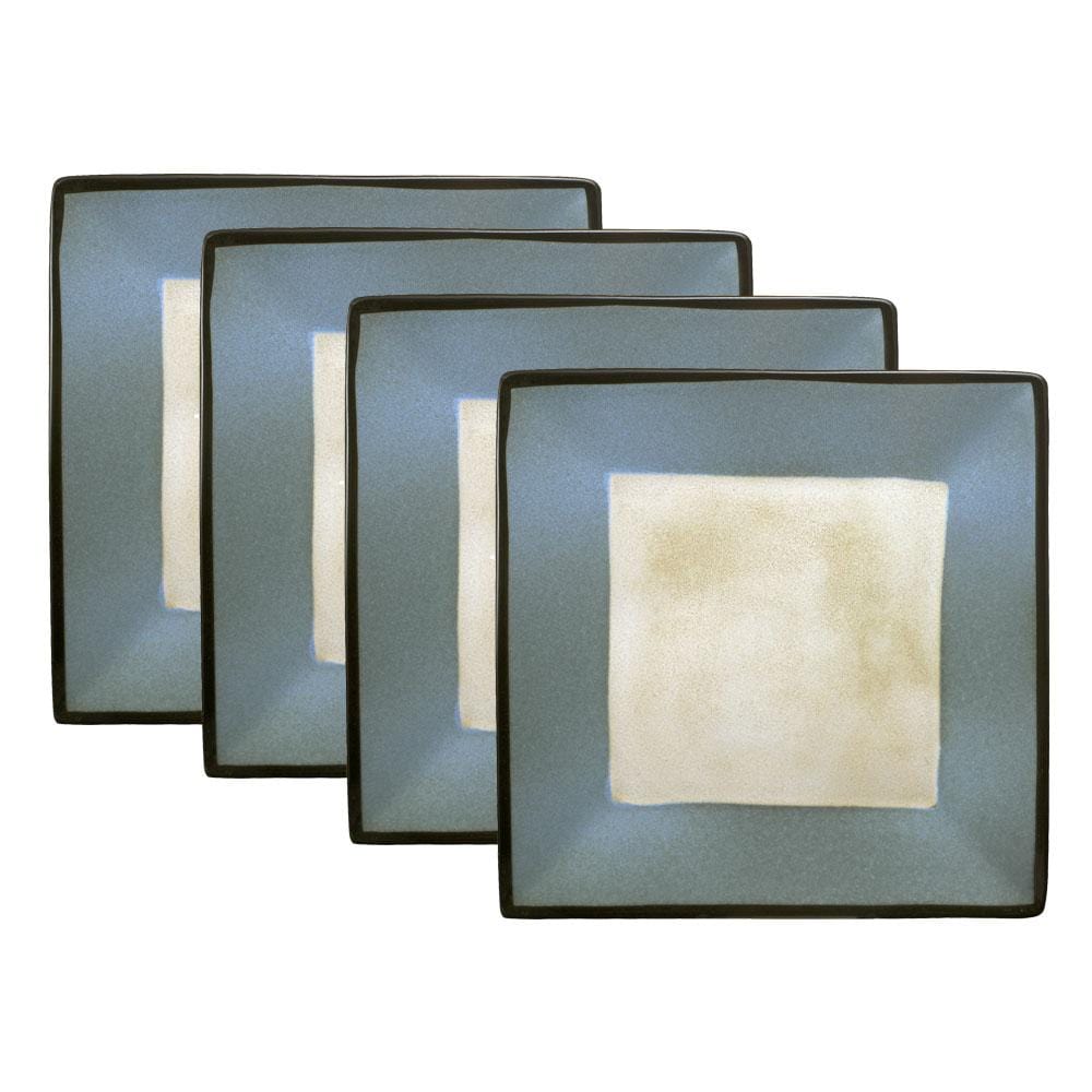 Belmont Set of 4 Blue Square Dinner Plates - Modern Ceramic Plates for Dining, Entertaining & Home Decor - Perfect for Restaurants, Weddings & Everyday Use