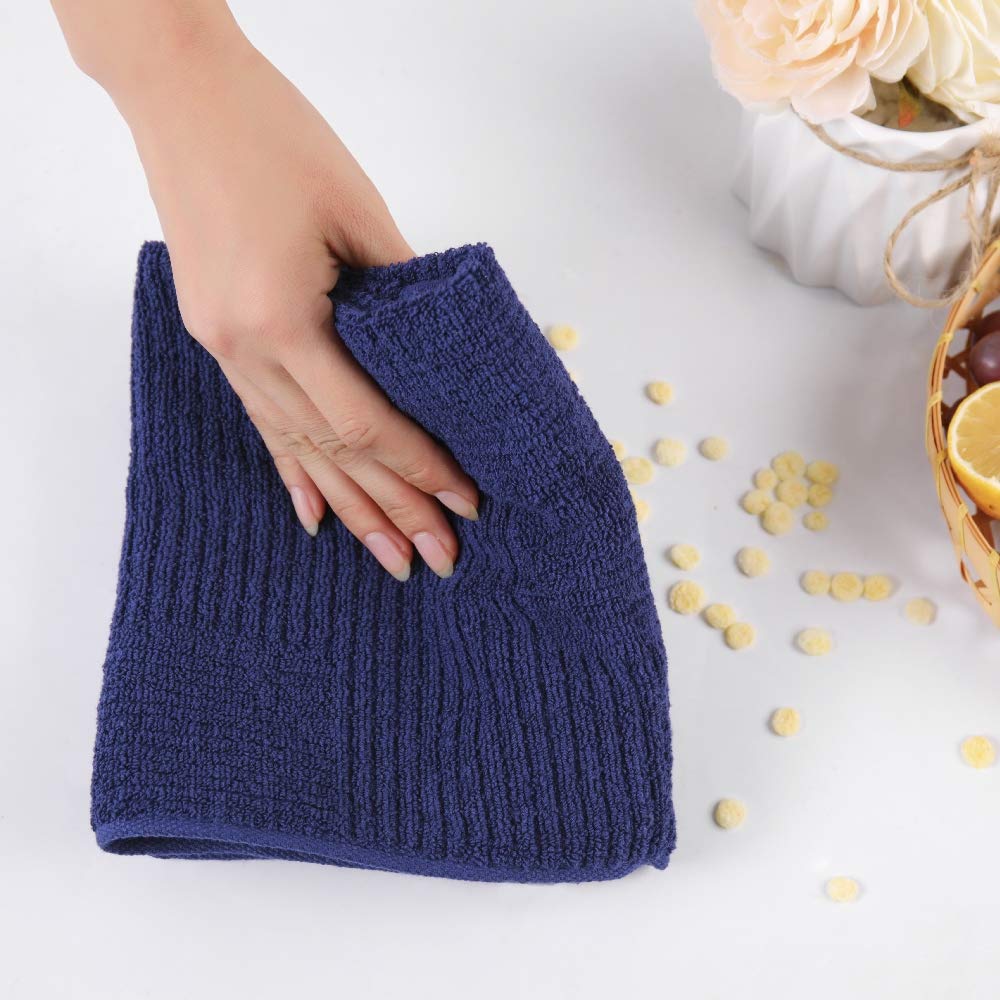 Premium Navy Blue Cotton Dish Towels Set of 3 - Super Absorbent 16x26 Inch Kitchen Towels for Drying Dishes, Glassware & Countertops - Soft Terry Tea Towels for Daily Cleaning - Perfect for Kitchens, Restaurants & Housewarming Gifts