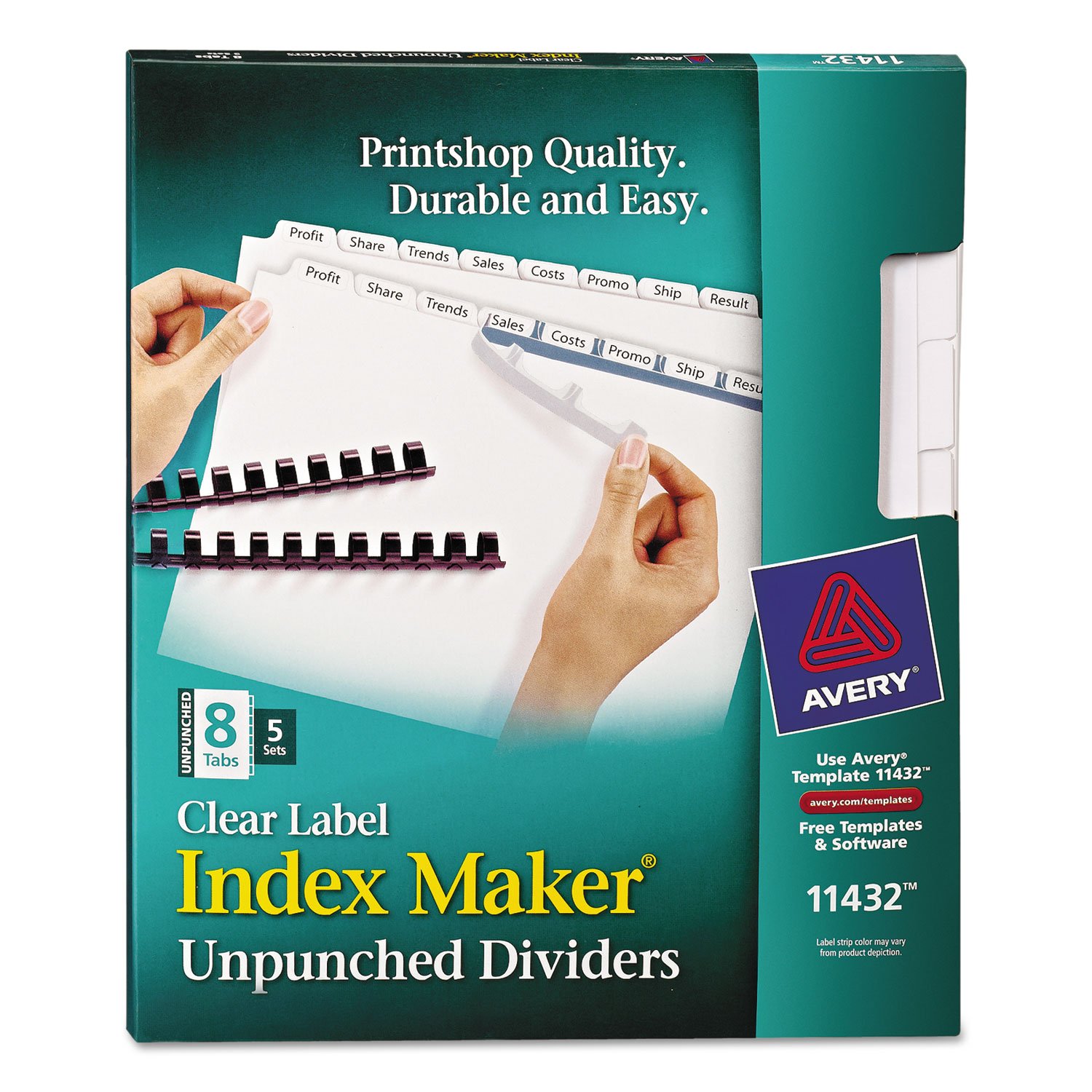 Avery Index Maker Clear Label Unpunched Divider - 5-Tab Blank Dividers for Office Organization, School Binders & Filing Systems (AVE11432)