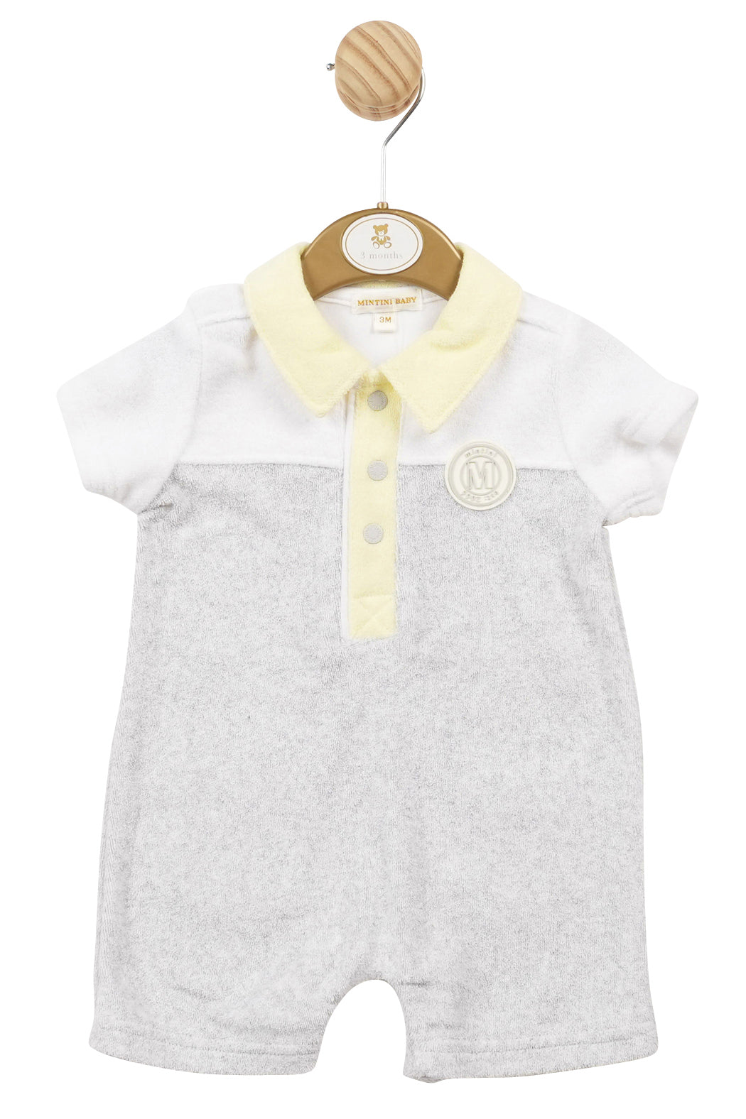 Leo Grey & Lemon Terry Toweling Romper - Soft Baby Jumpsuit for Boys & Girls | Perfect for Playtime, Daycare & Loungewear