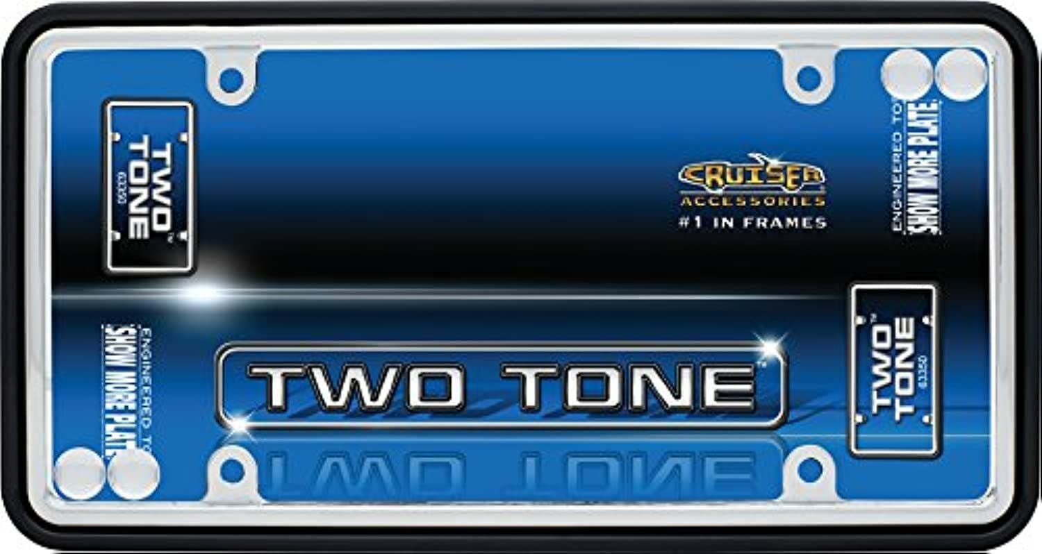 Chrome/Black License Plate Frame with Fastener Caps for Cruisers