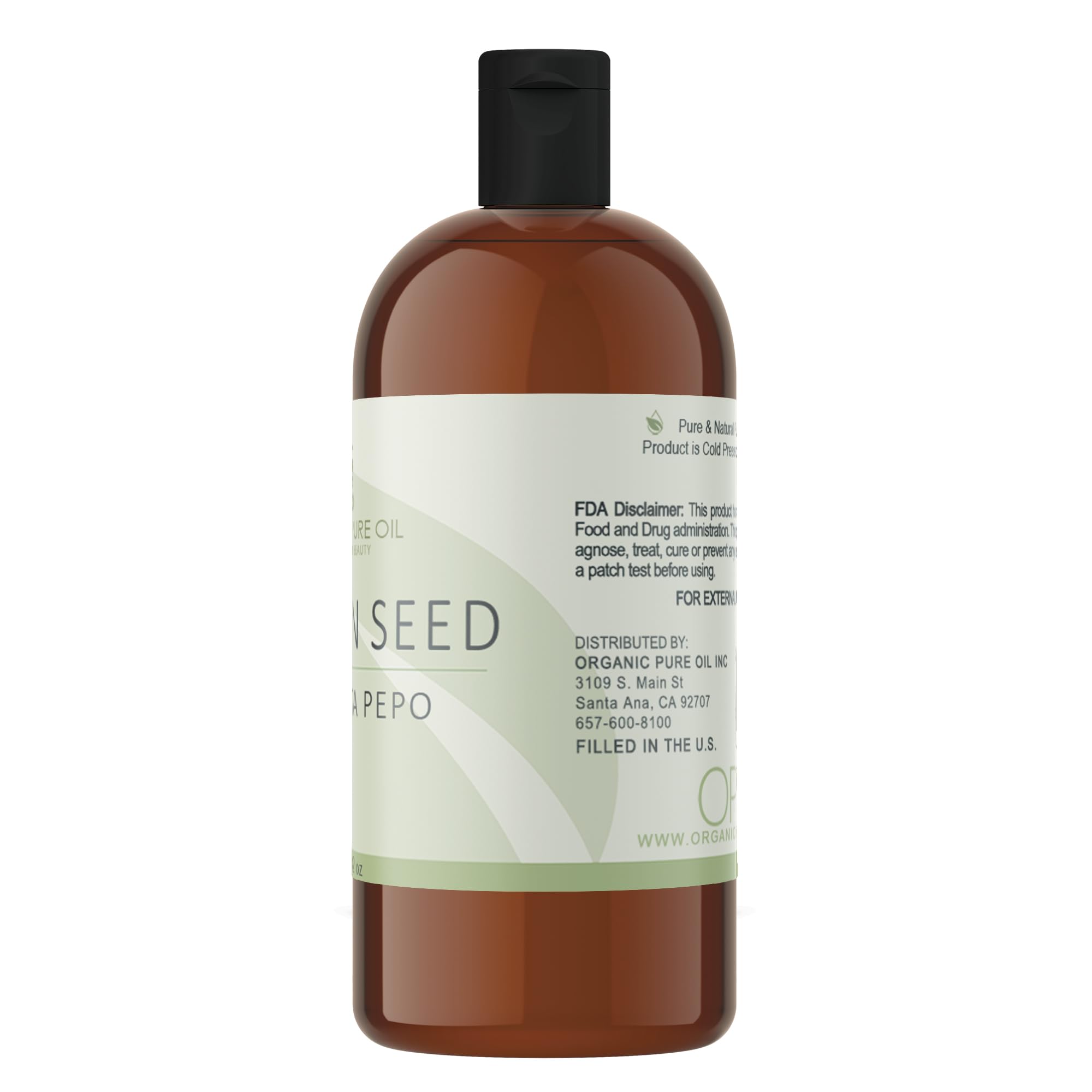 Organic Pumpkin Seed Oil - 32oz Cold Pressed, Unrefined, Non-GMO - Pure Natural Hair & Skin Care Treatment for Hydration & Nourishment - Perfect for Scalp Massage, Facial Moisturizer, DIY Beauty Recipes - Packaging May Vary