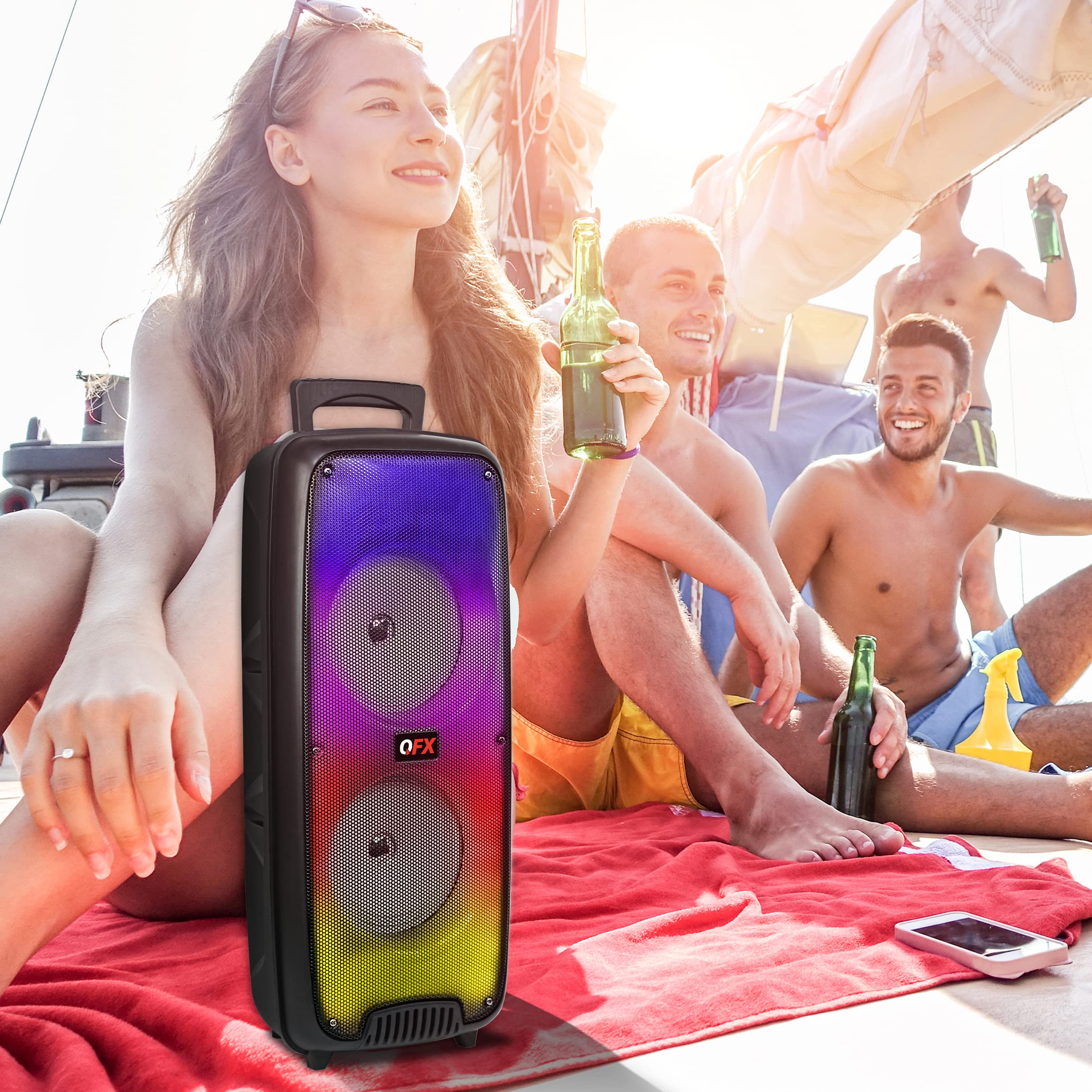 QFX LMS-66 TWS Bluetooth Rechargeable Portable Speaker with Dual 6.5