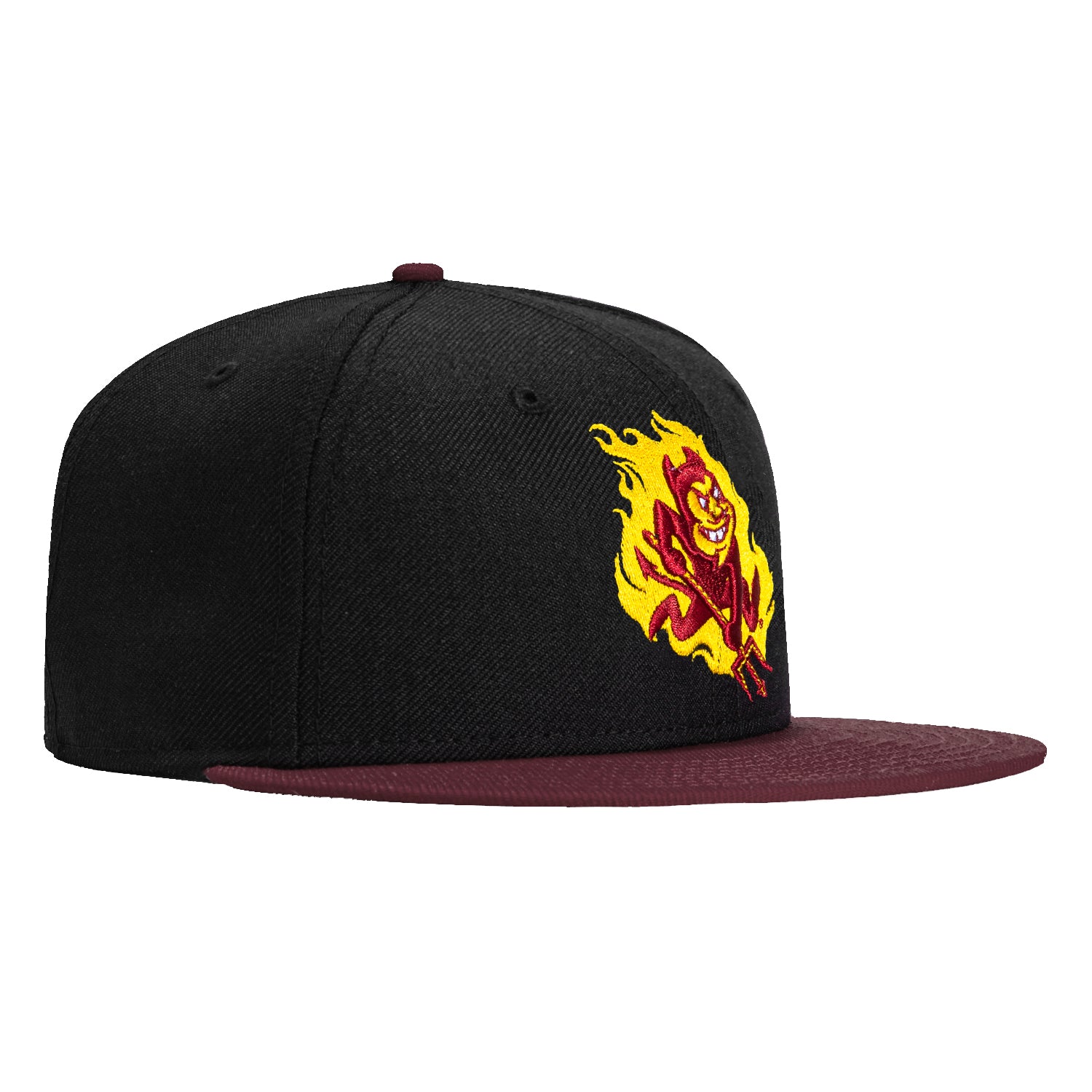 New Era 59Fifty Arizona State Sun Devils Sparky Flame Adjustable Baseball Cap - Black & Maroon NCAA Fan Gear for College Sports, Tailgating and Game Day Outfits