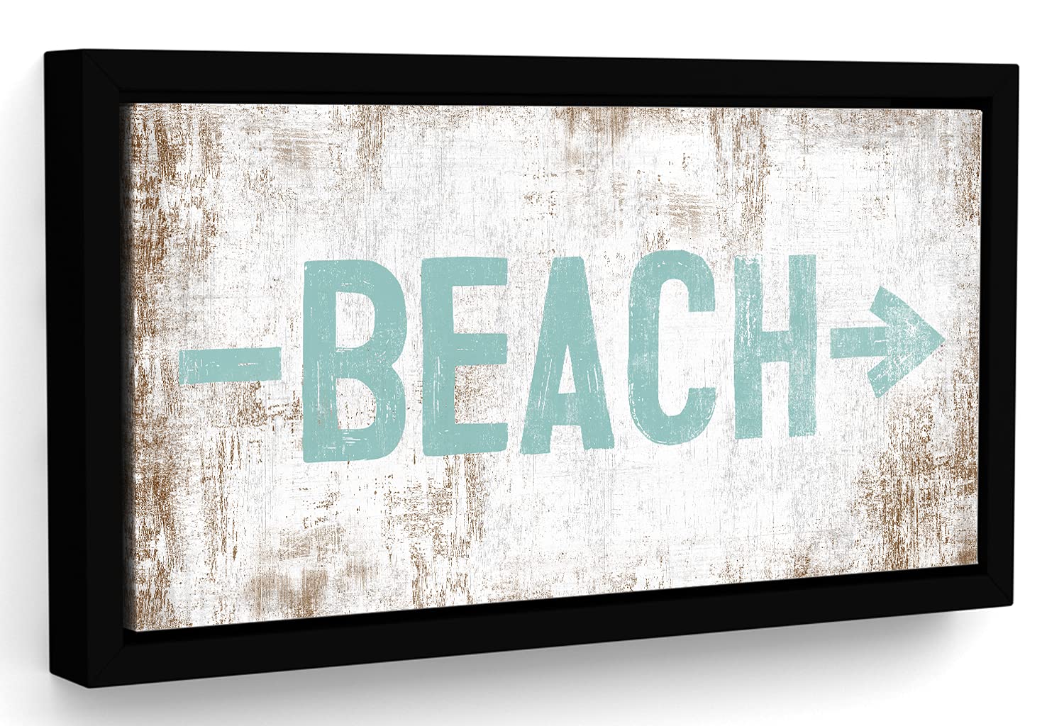 Custom Beach & Lake Arrow Direction Rustic Wall Art - 10x20 Inch Black Framed Canvas Sign for Beach House, Lake Cabin, Vacation Home Decor - Perfect for Entryway, Porch or Coastal Living Room Decor