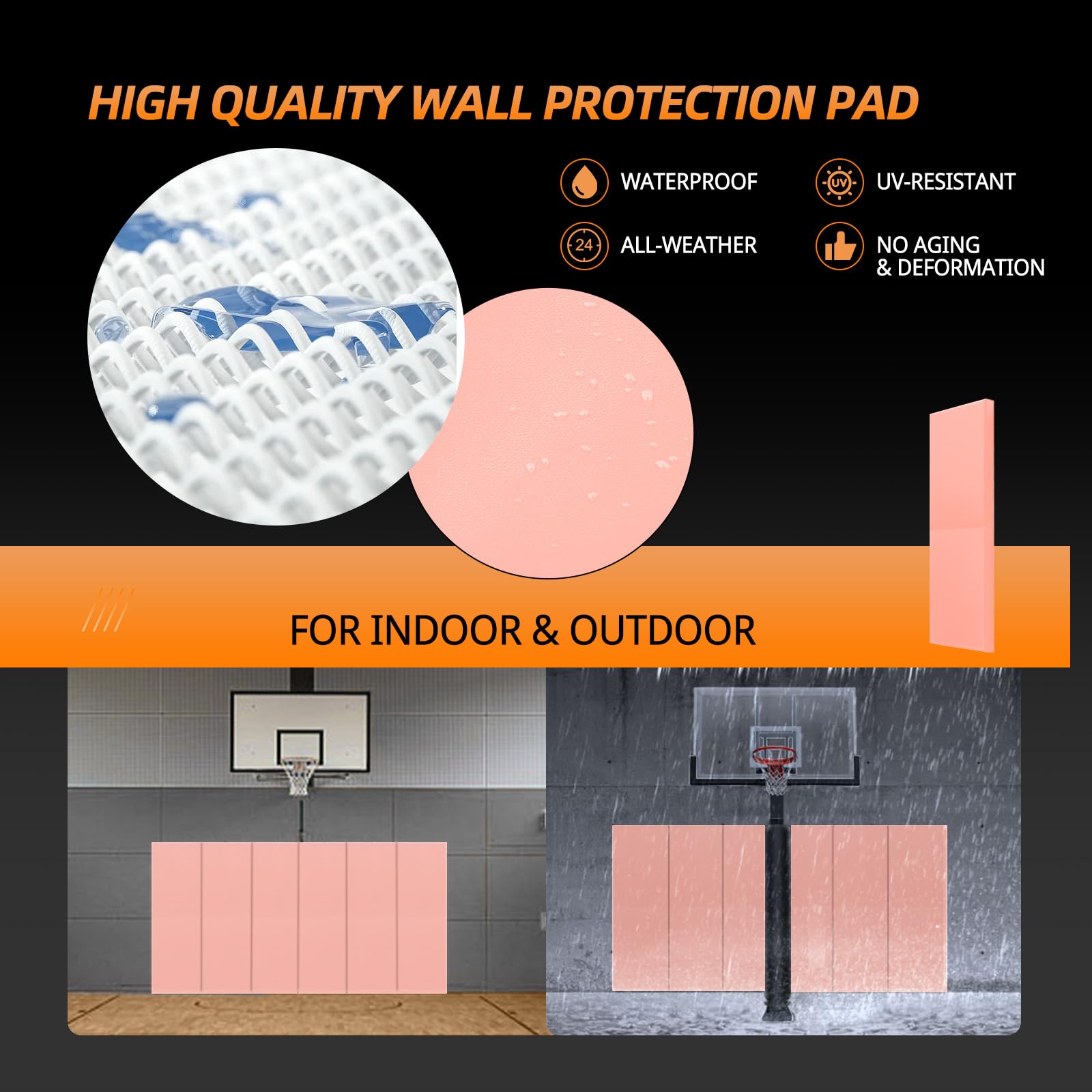 PROGOAL 2” Thick Gym Wall Padding - Durable Foam Wall Mat for Basketball Court, Garage & Taekwondo - Protects Walls from Mounted Hoops (60