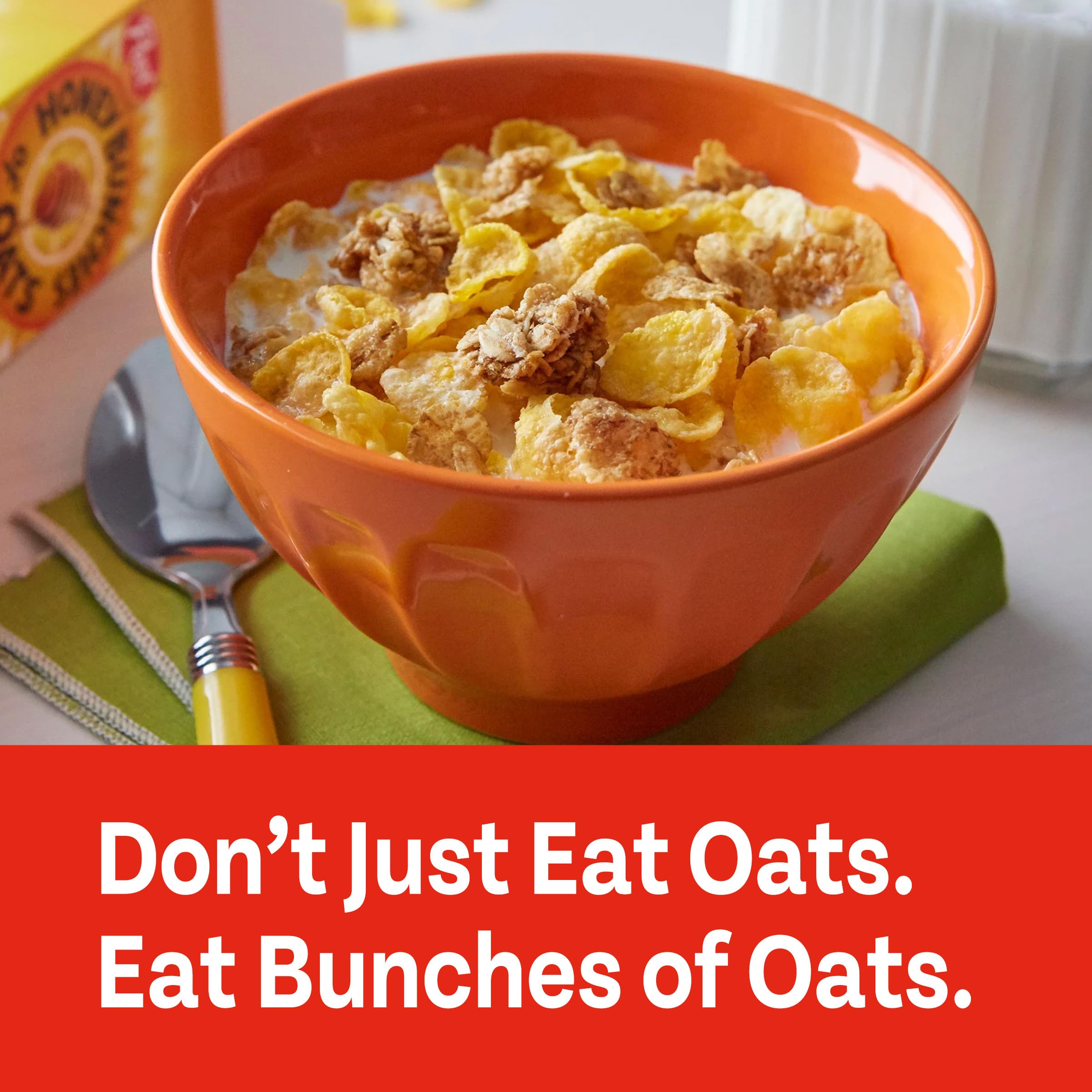 Honey Bunches of Oats Honey Roasted Breakfast Cereal with Granola Clusters - 18oz Box - Crunchy Whole Grain Oat Cereal for Healthy Breakfast & Snacking - Perfect for Family Mornings, Office Snacks & On-the-Go Energy