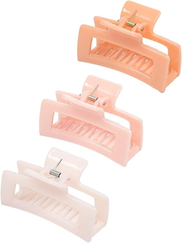 SHIDARA 3-Piece Rectangle Hair Claw Clips Set - Medium & Large Non-Slip Hair Clips for Women & Girls - Strong Hold Hair Accessories for Thick Hair (Multicolor) - Perfect for Work, School & Everyday Styling
