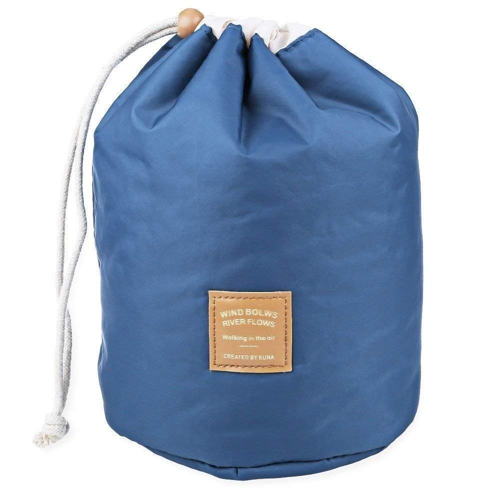 Round Cotton & Nylon Cosmetic Pouch - Travel Makeup Organizer for Men & Women | Perfect for Dresser Storage, Bucket Barrel Organization & On-the-Go Beauty Essentials