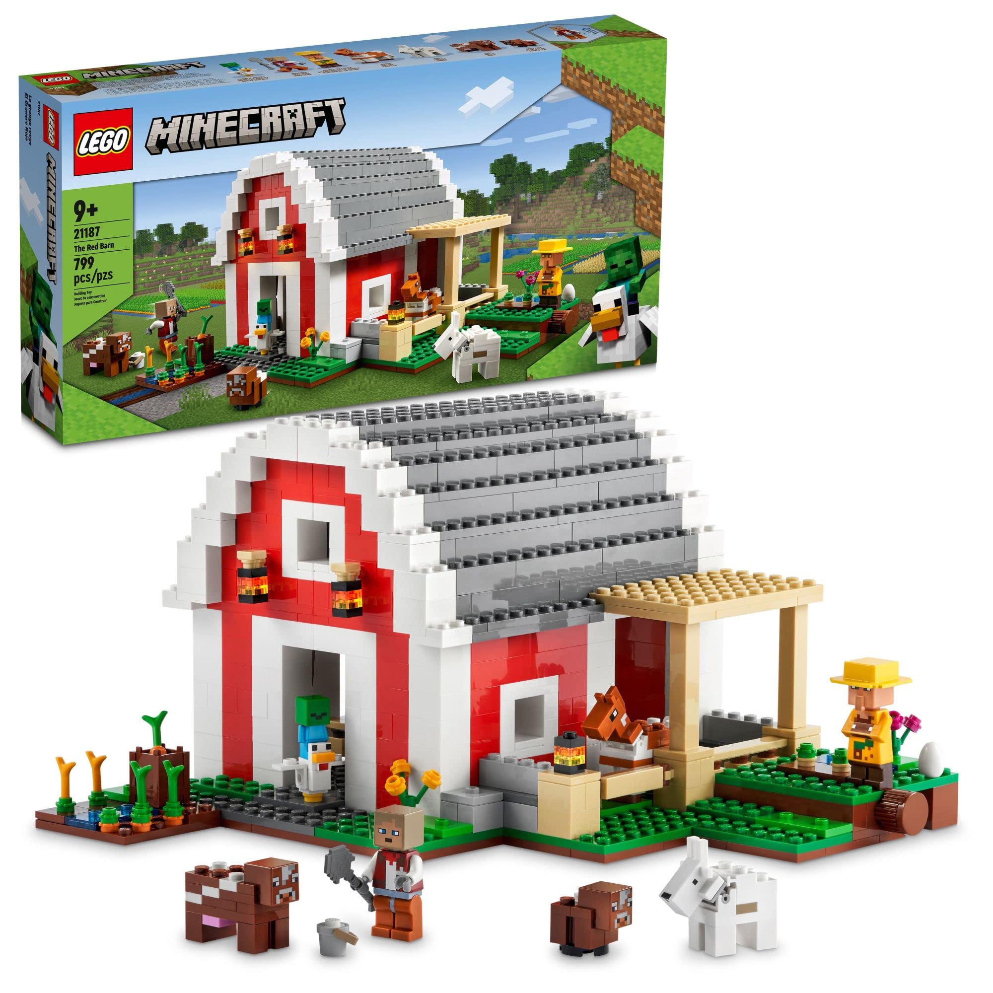 LEGO Minecraft The Red Barn 21187 Building Toy Set for Kids Ages 9+ (799 Pieces) - Creative Construction Play for Boys and Girls - Perfect for Minecraft Fans, Birthday Gifts & STEM Learning Activities