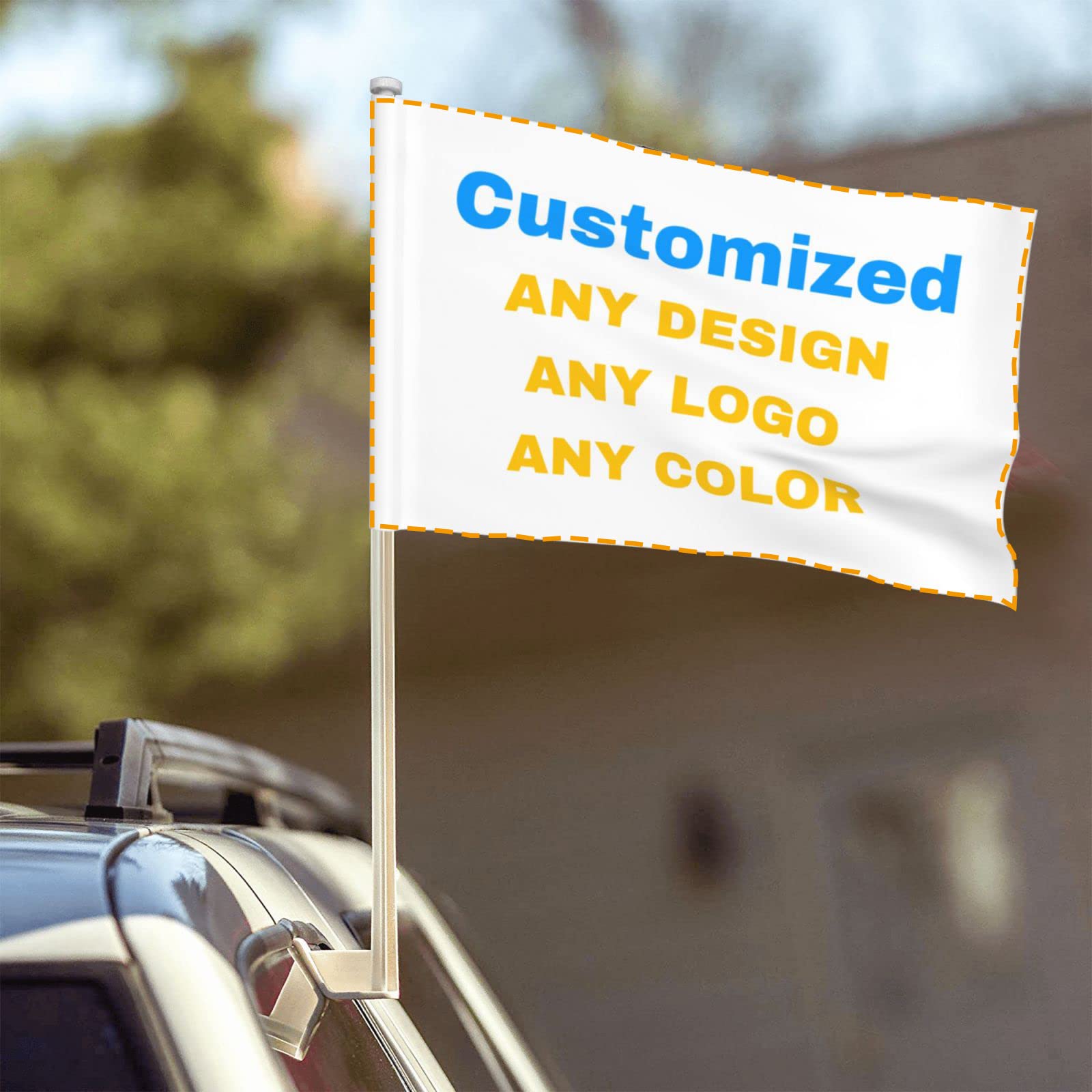 Custom Personalized Car Flag - Design Your Own Logo, Picture & Text - Double Sided 18x12 Inch Outdoor Car Banner - Perfect for Sports Events, Parades & Road Trips