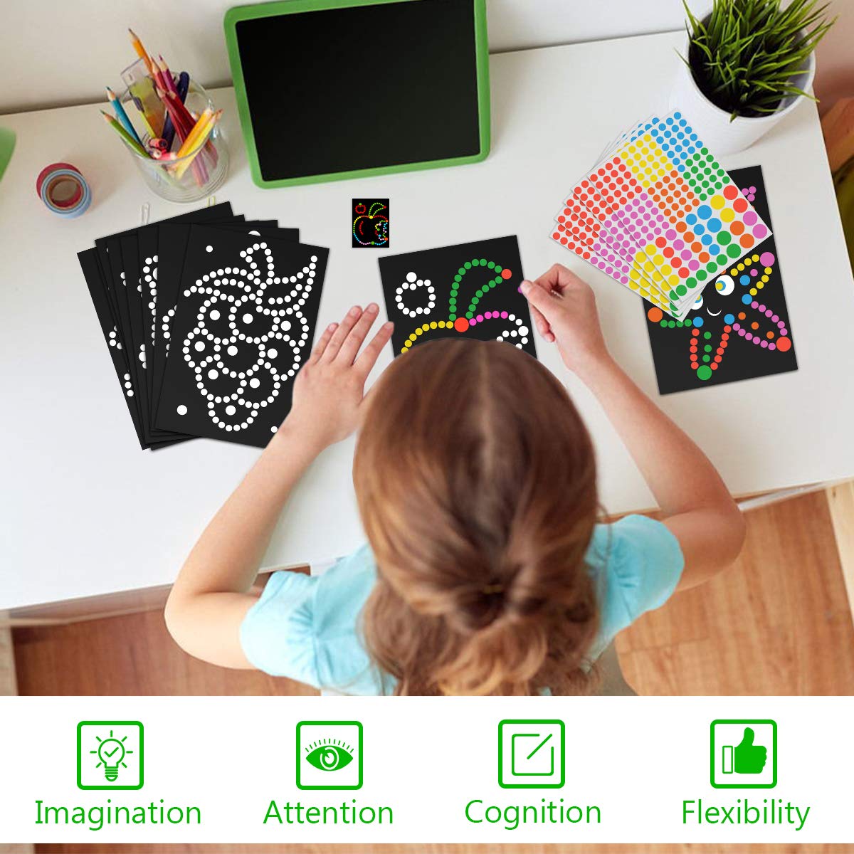 MELLIEX Dot Stickers for Kids - 10 Patterns Adhesive Dot Sticker Paper for Scrapbooking, DIY Art Projects, Bullet Journaling, and Classroom Activities - Fun and Creative Craft Supplies for Children