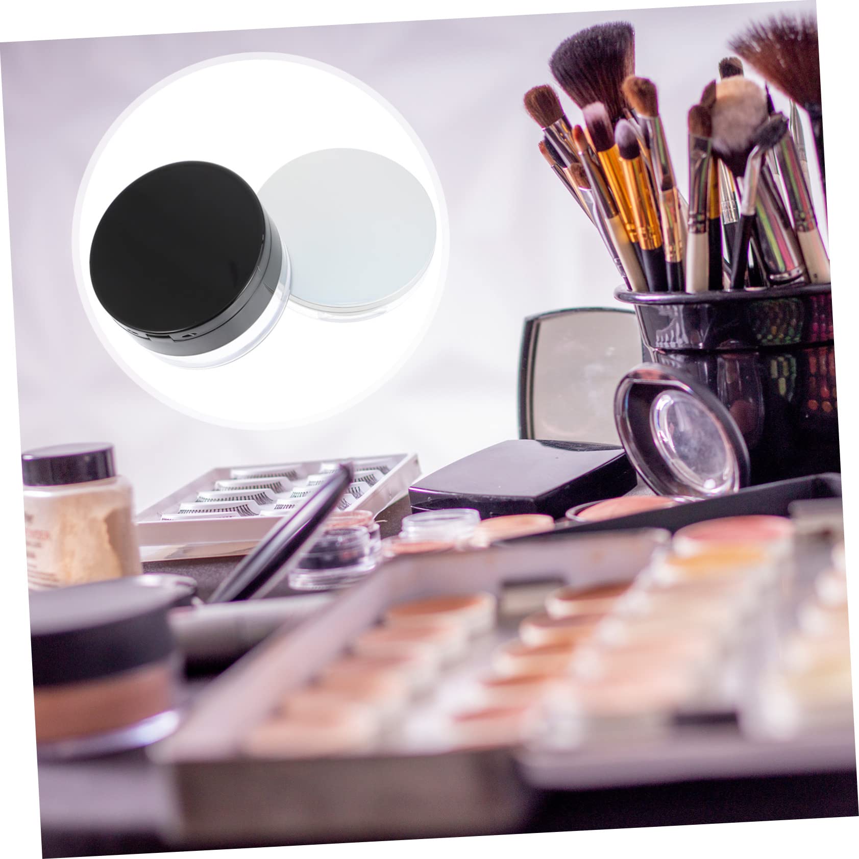 LALAFINA Loose Powder Puff Box with Mirror - Portable Anti-Leakage Makeup Powder Container (2 Sets) - Perfect for Travel & Everyday Touch-Ups