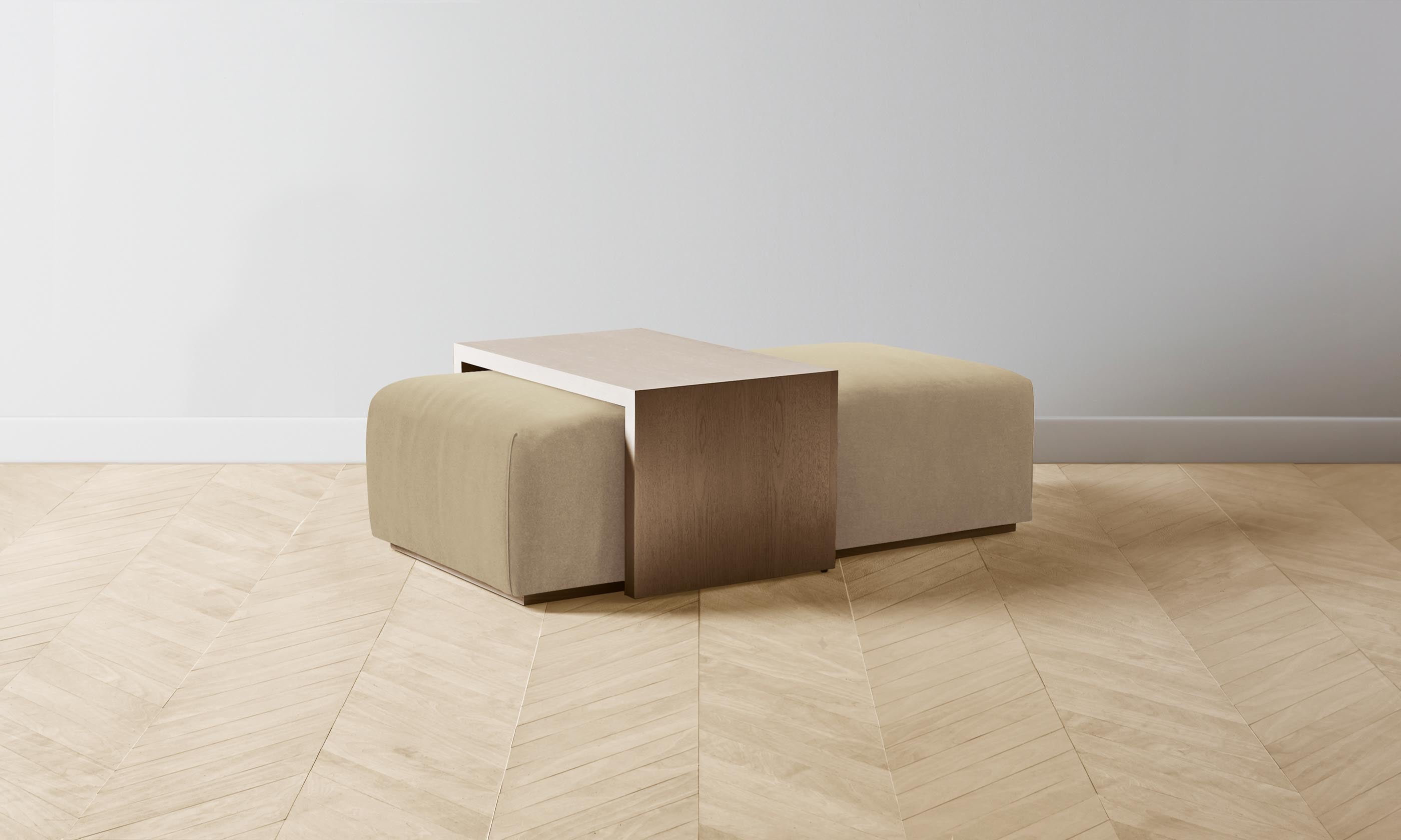 The Bowery Ottoman - Luxurious Mohair Upholstery in Almond - Perfect for Living Room, Bedroom & Lounge Decor