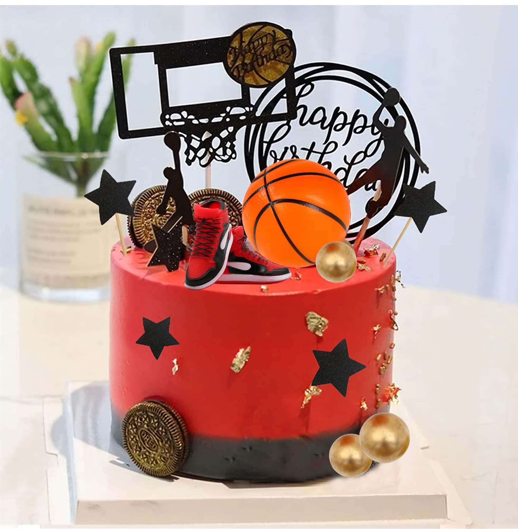 19pcs Basketball Cake Toppers Set for Boys & Men - Sneaker & Ball Decorations for Birthday Cakes, Cupcakes | Perfect for NBA Themed Parties, Sports Celebrations & Basketball Fan Gifts