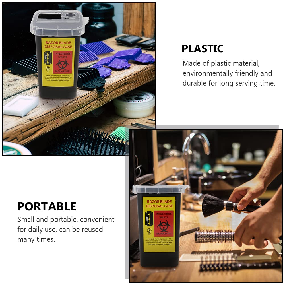 2-Pack Safety Razor Disposal Containers - Barber Shop & Home Use Sharps Waste Storage Case for Used Blades - Durable & Secure Razor Blade Dispenser for Safe Disposal in Salons, Bathrooms, and Travel Kits