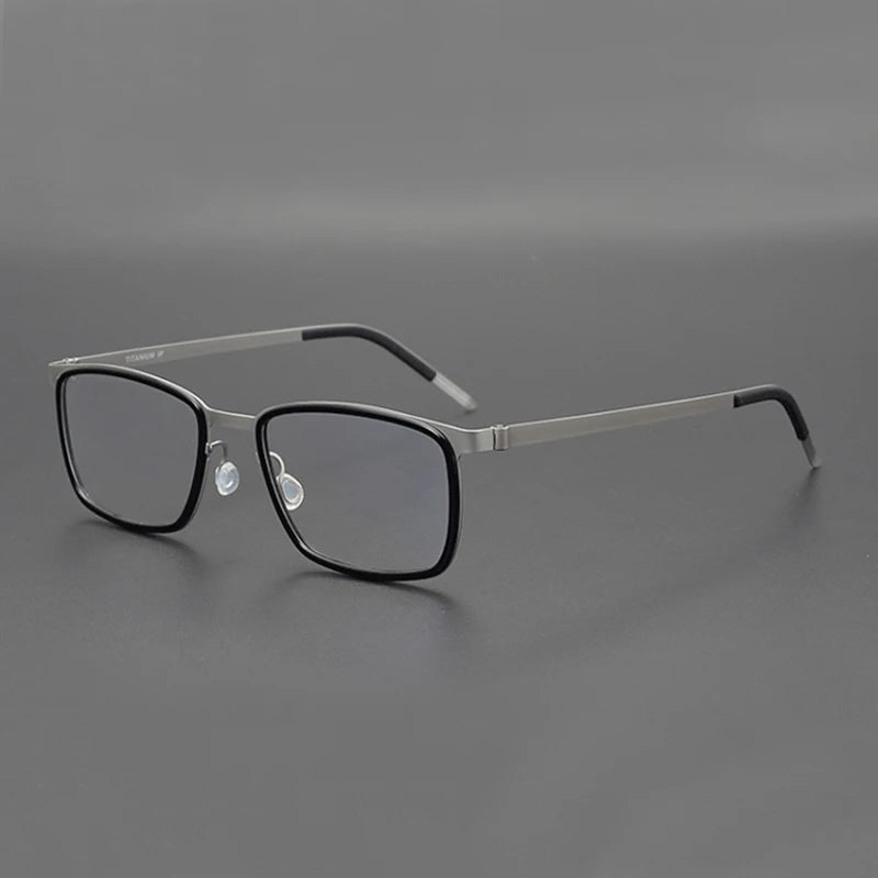 Stylish Unisex Black Titanium Acetate Rectangle Eyeglasses Frame 9711 - Perfect for Work, Reading & Fashion Accessories