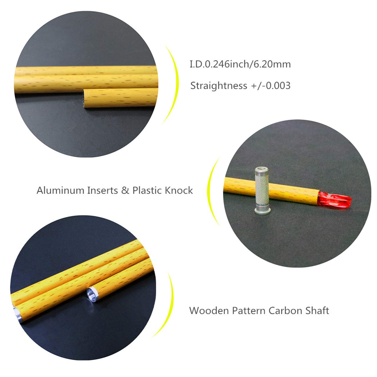 Premium Carbon Hunting Arrow Shafts 12-Pack | 340 Spine with Aluminum Inserts & Plastic Nocks | Compatible with Compound & Recurve Bows | Perfect for Target Practice, Bowhunting & Outdoor Sports