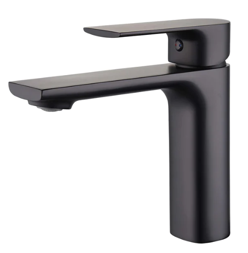 TIMELYSS Single Hole Bathroom Vanity Faucet - Modern Matte Black Waterfall Bathroom Sink Faucet with Lever Handle for Bathroom, Powder Room & Guest Bath Installation