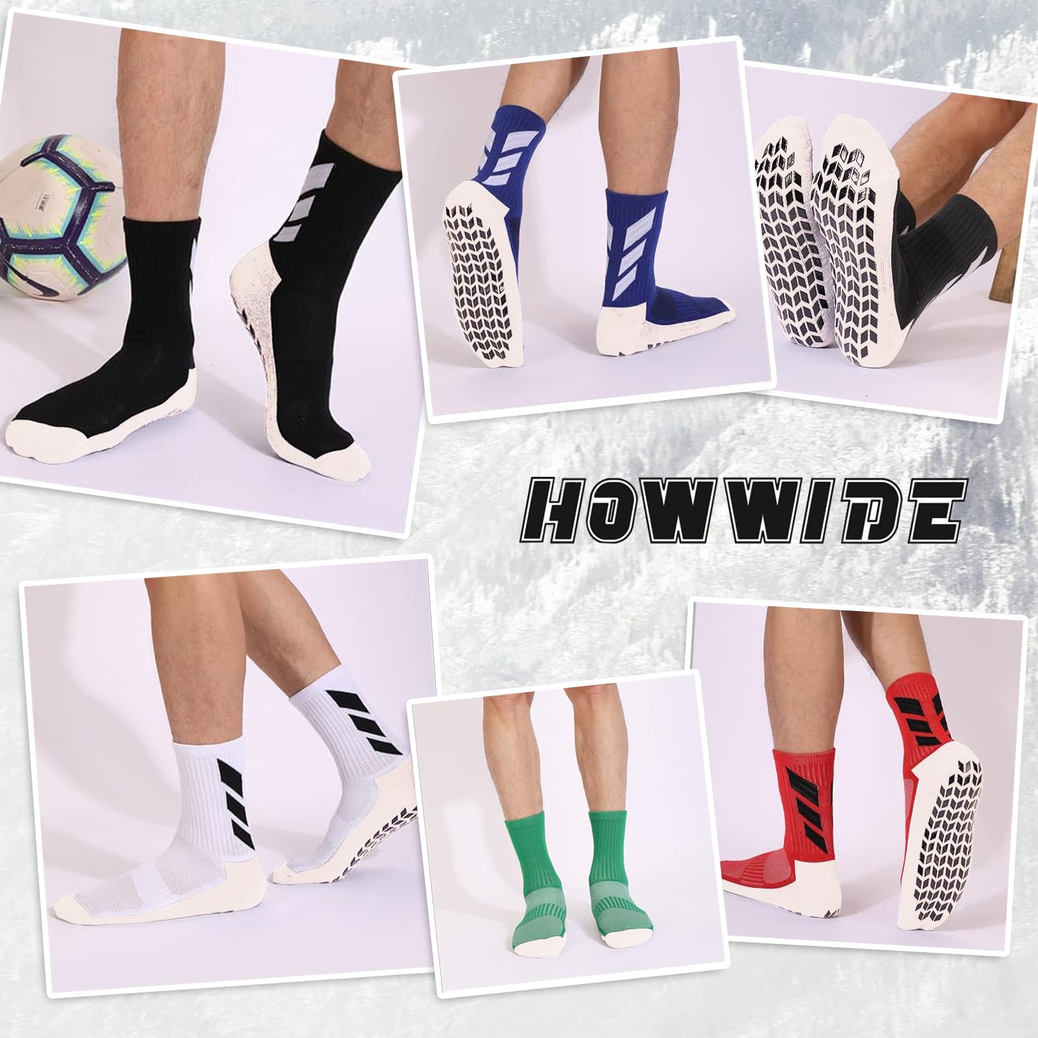 Non-Slip Grip Socks for Men - 4 Pack Athletic Sports Socks for Soccer, Basketball, Volleyball & Pilates | Anti-Slip Hospital Socks with Traction | Perfect for Workout, Yoga & Post-Surgery Recovery