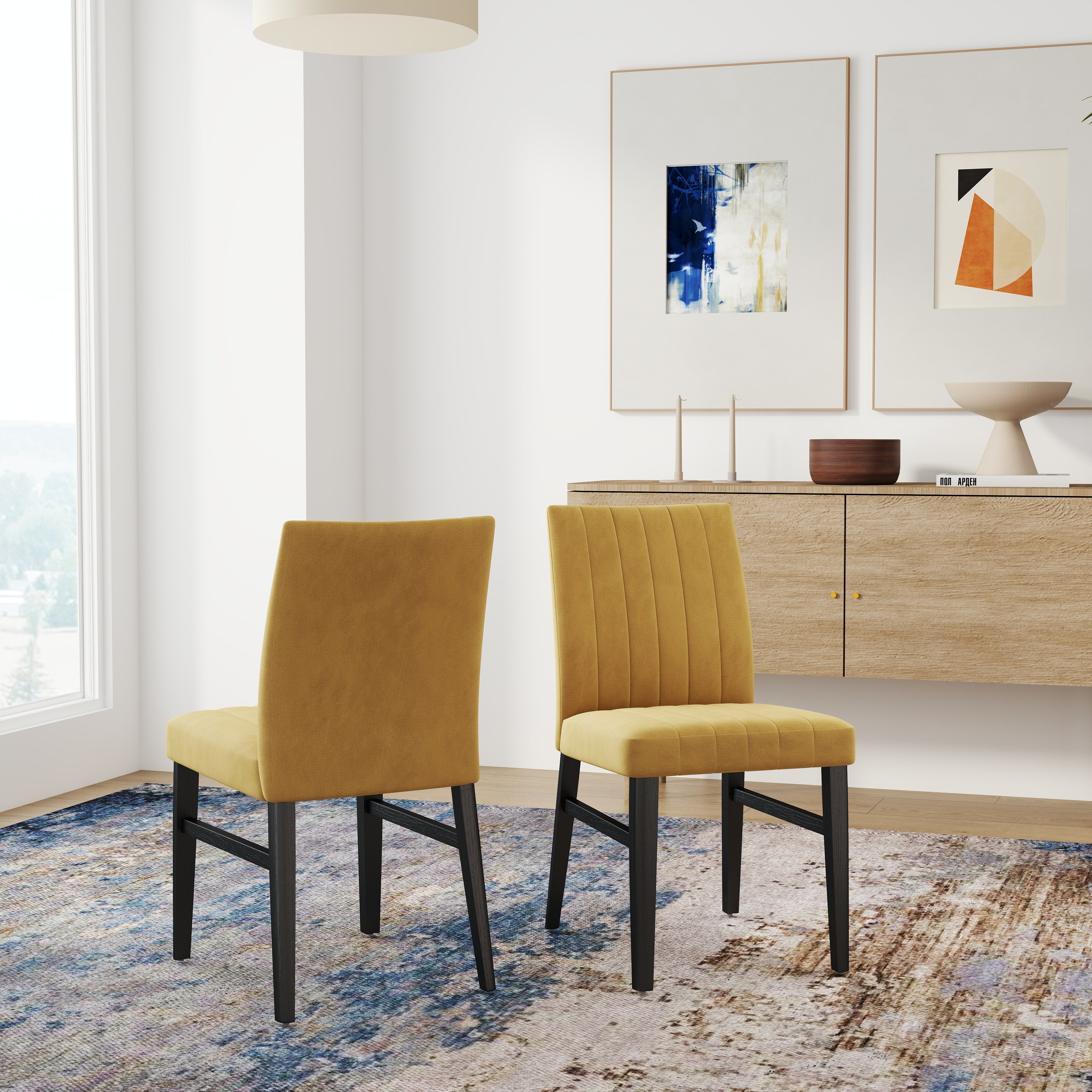 Roundhill Furniture Wendell Contemporary Upholstered Dining Chairs Set of 2 - Modern Kitchen & Dining Room Seating for Home & Restaurant Use