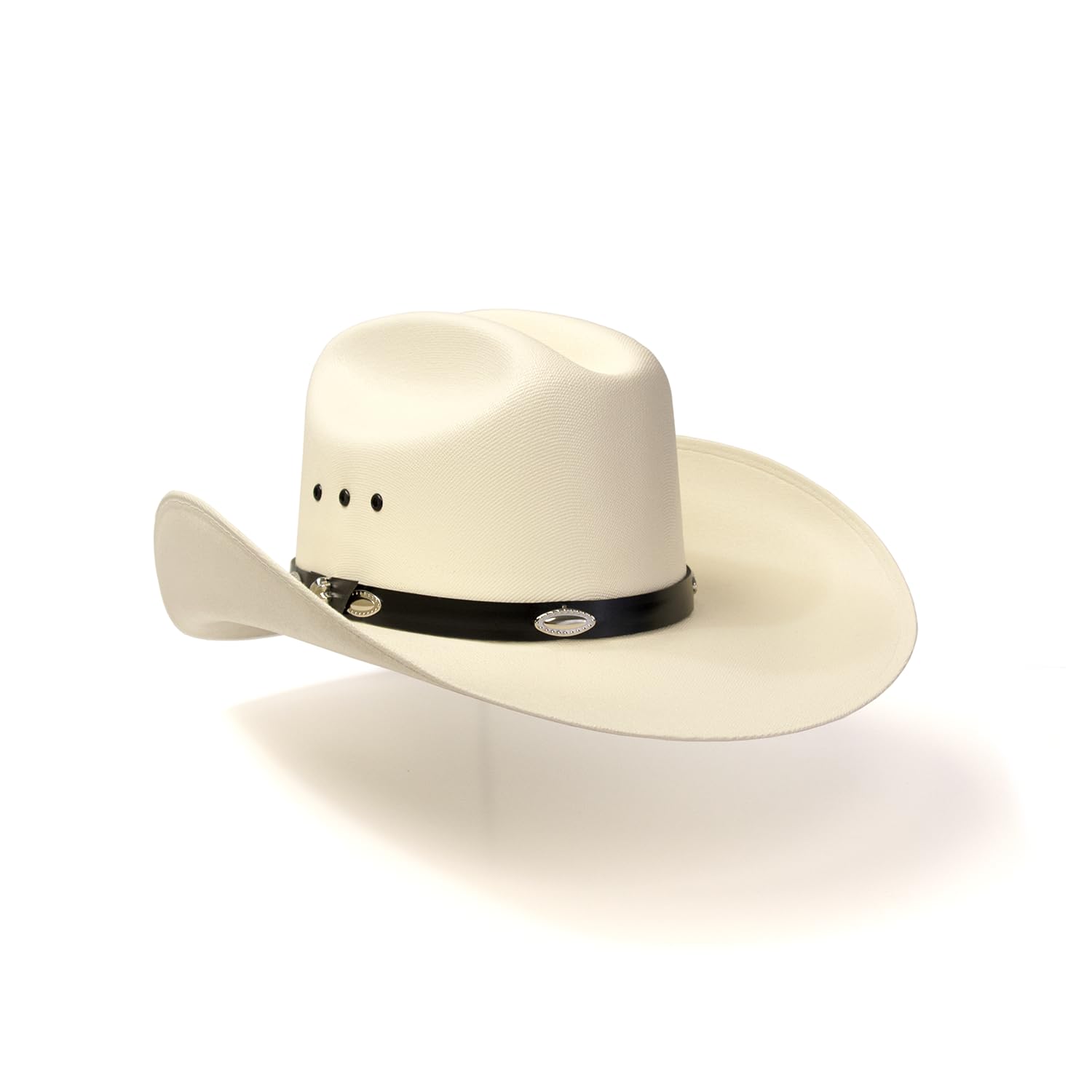 Western Express Natural Straw Cowboy Hat - Cattleman Style with Silver Conchos Hat Band | Sun Protection Cowboy Hats for Men & Women | Perfect for Rodeo, Ranch Work & Outdoor Adventures