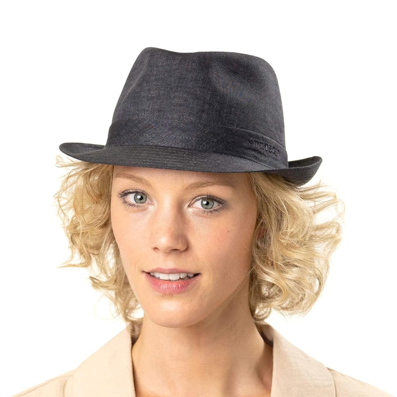 Stetson Geneva Linen Trilby Hat for Women & Men - Italian-Made Summer Sun Hat for Beach, Travel & Outdoor Activities