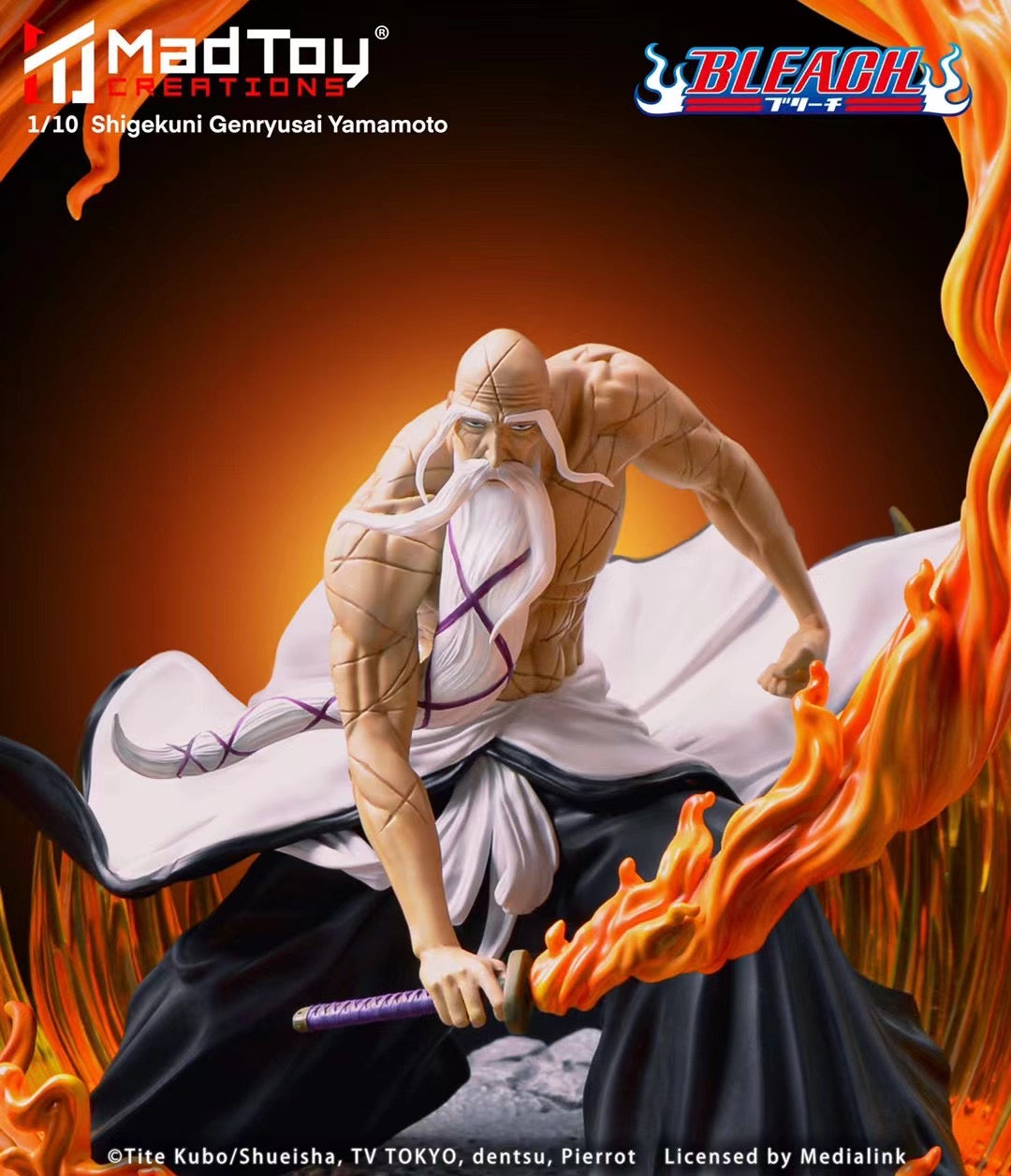 Medialink x MadToy Creations Licensed Yamamoto Genryuusai Shigekuni Anime Figure - Collectible Bleach Character Statue for Display & Home Decor | Perfect for Anime Fans & Manga Collectors