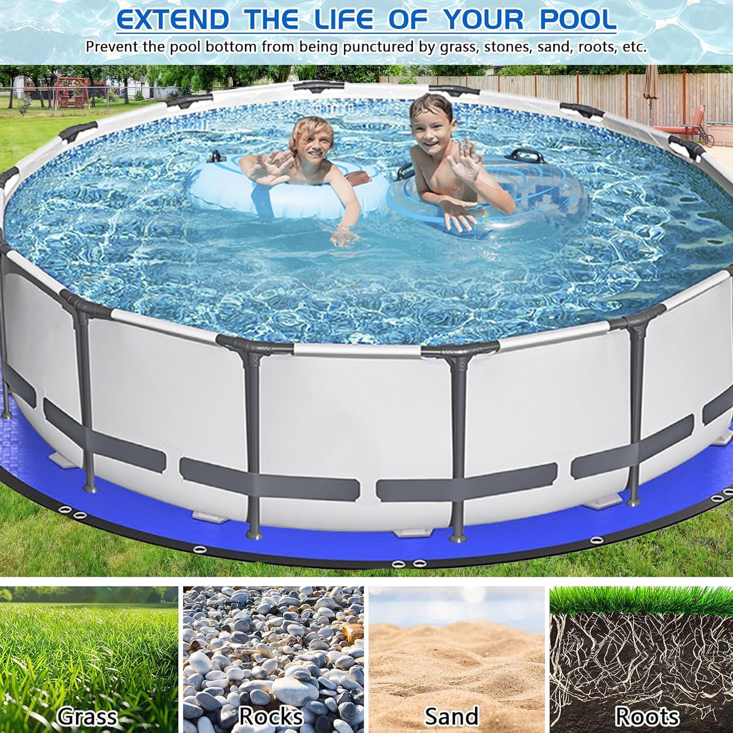 24Ft Winter Round Pool Cover for Above Ground Pools - Extra Thick & Durable PE Material, Cold & UV Resistant - Perfect for Winter Protection, Snow Load & Leaf Debris Prevention - Blue